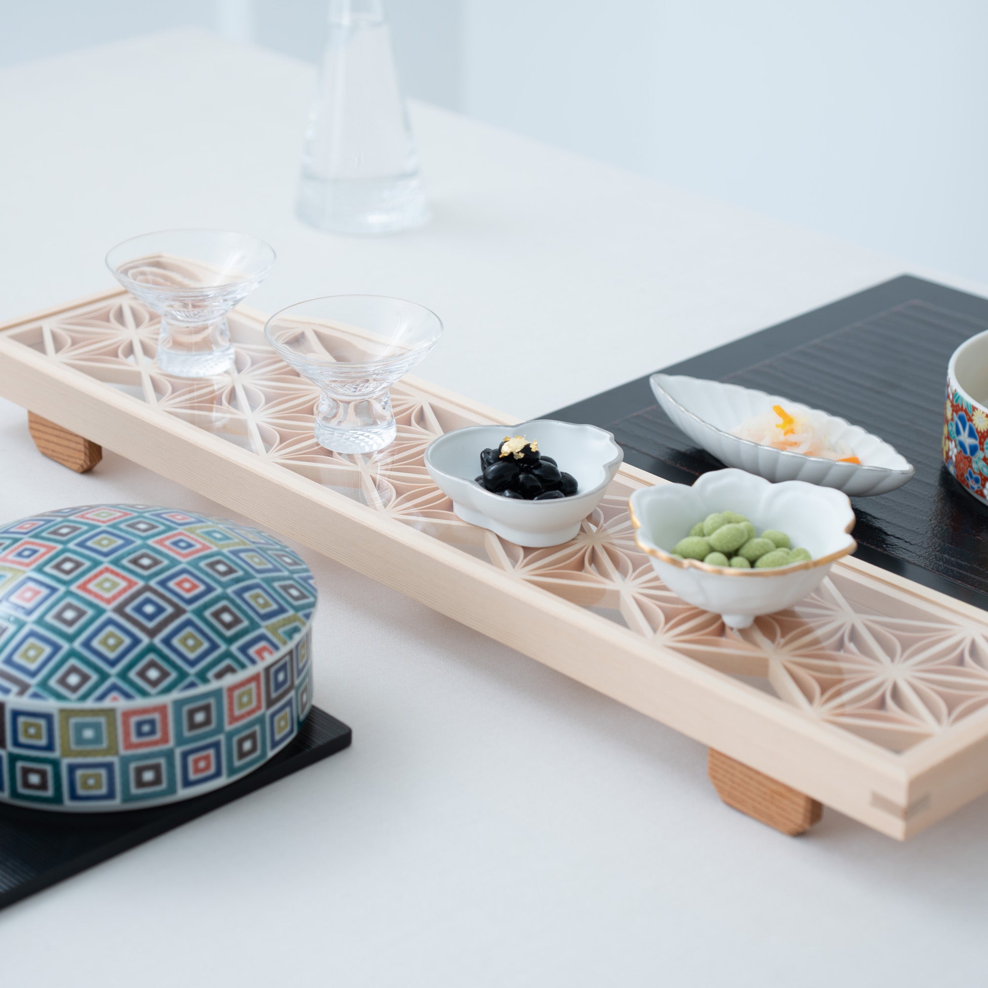 Toyoda Woodcraft Shippou Kanuma Kumiko Long Tray - MUSUBI KILN - Quality Japanese Tableware and Gift