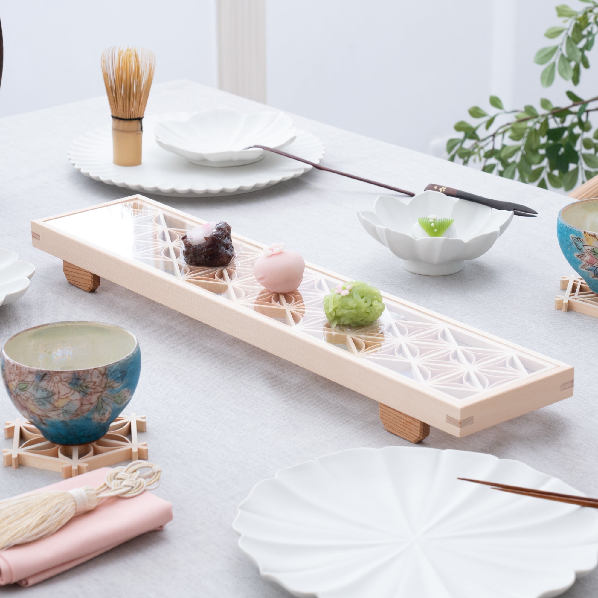 Toyoda Woodcraft Shippou Kanuma Kumiko Long Tray - MUSUBI KILN - Quality Japanese Tableware and Gift
