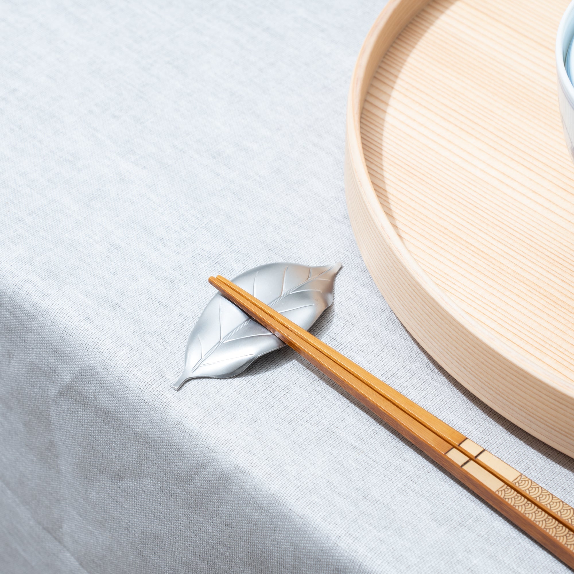 Tsubame Hutlery Silver Camellia Leaf Chopstick Rest - MUSUBI KILN - Quality Japanese Tableware and Gift