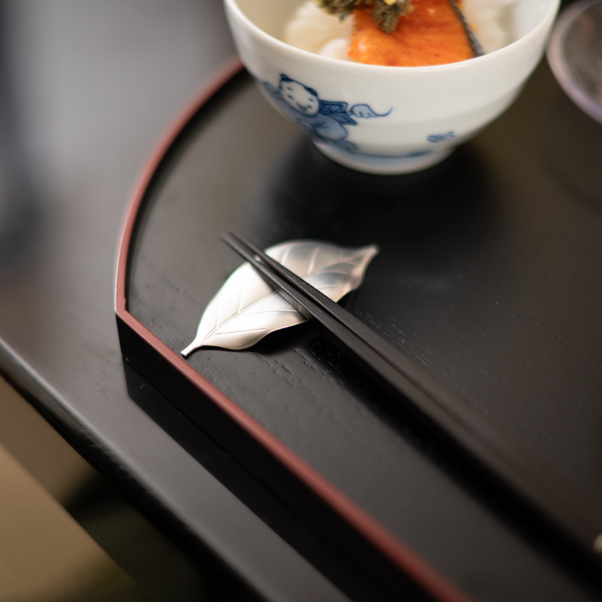 Tsubame Hutlery Silver Camellia Leaf Chopstick Rest - MUSUBI KILN - Quality Japanese Tableware and Gift