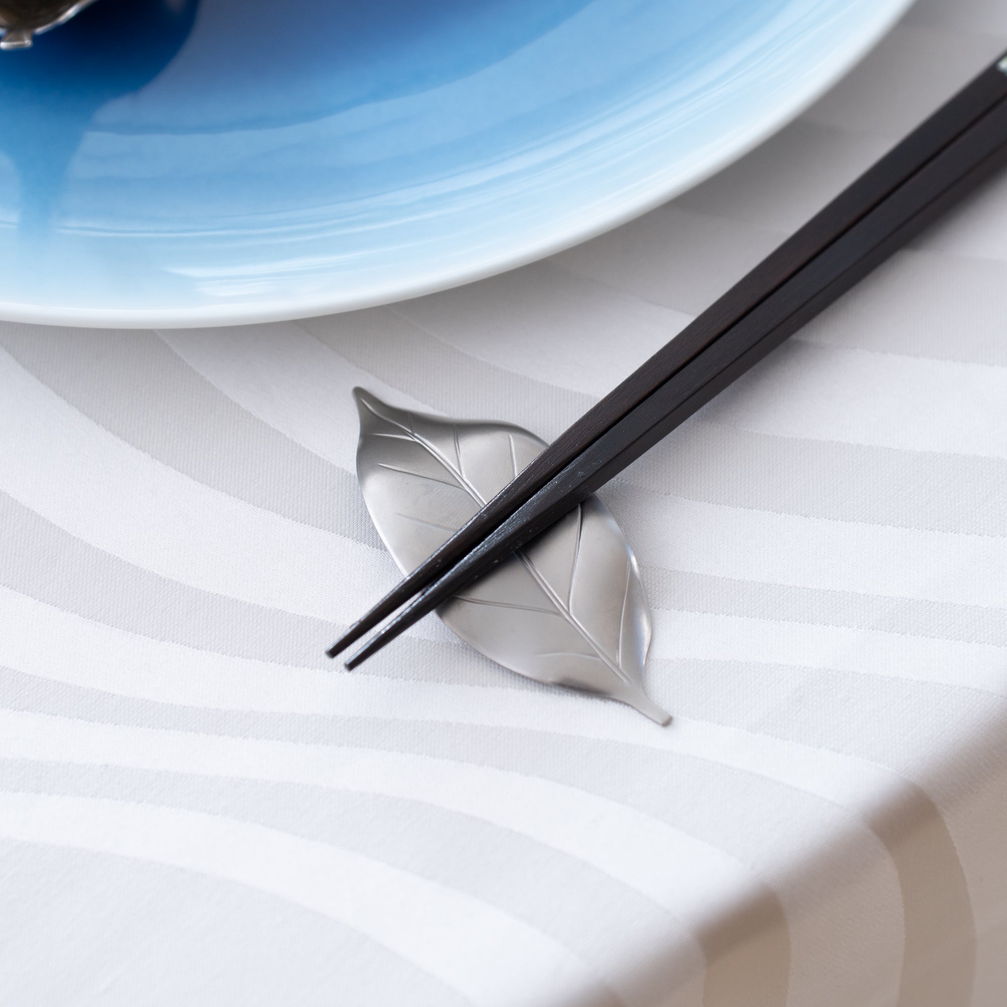 Tsubame Hutlery Silver Camellia Leaf Chopstick Rest - MUSUBI KILN - Quality Japanese Tableware and Gift