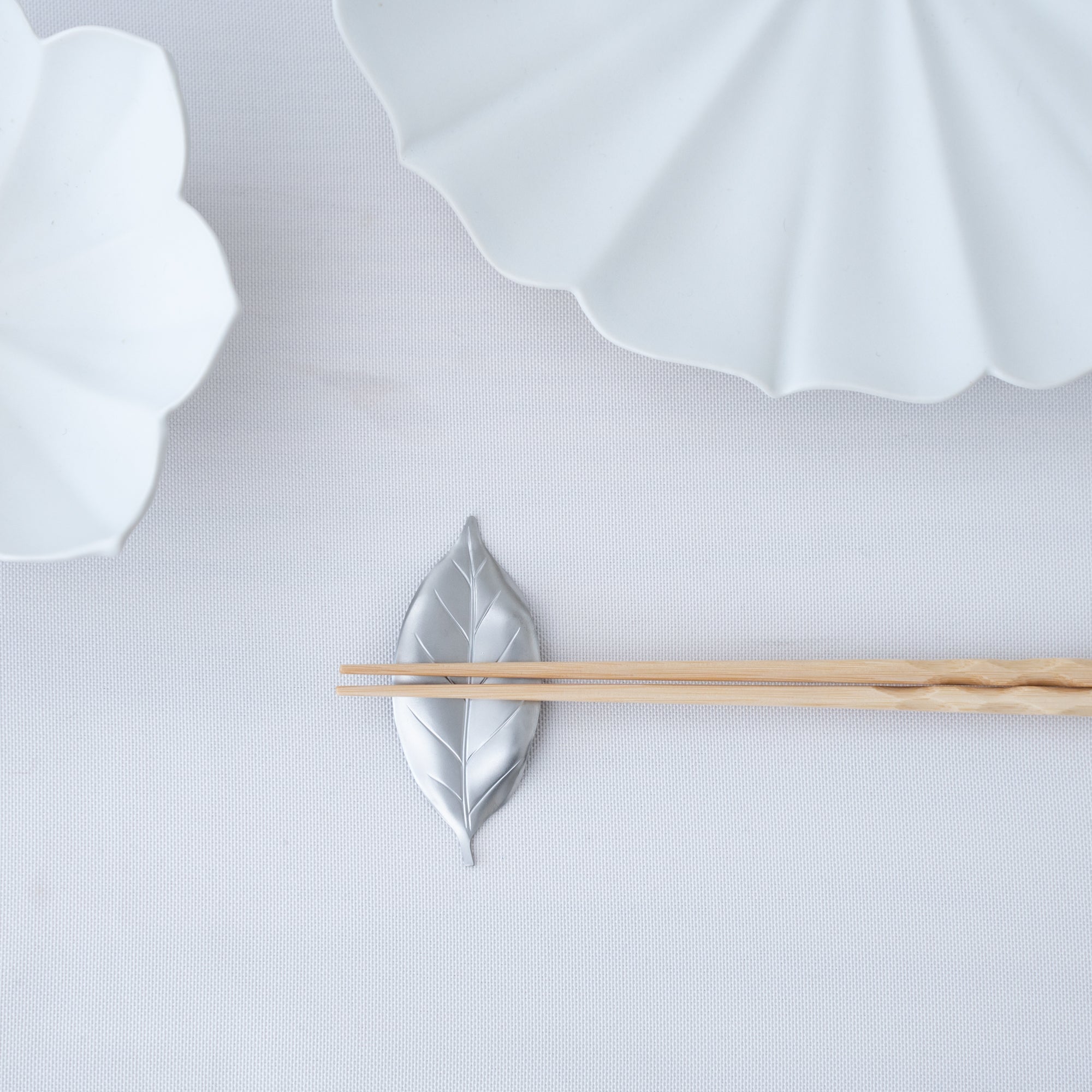Tsubame Hutlery Silver Camellia Leaf Chopstick Rest - MUSUBI KILN - Quality Japanese Tableware and Gift