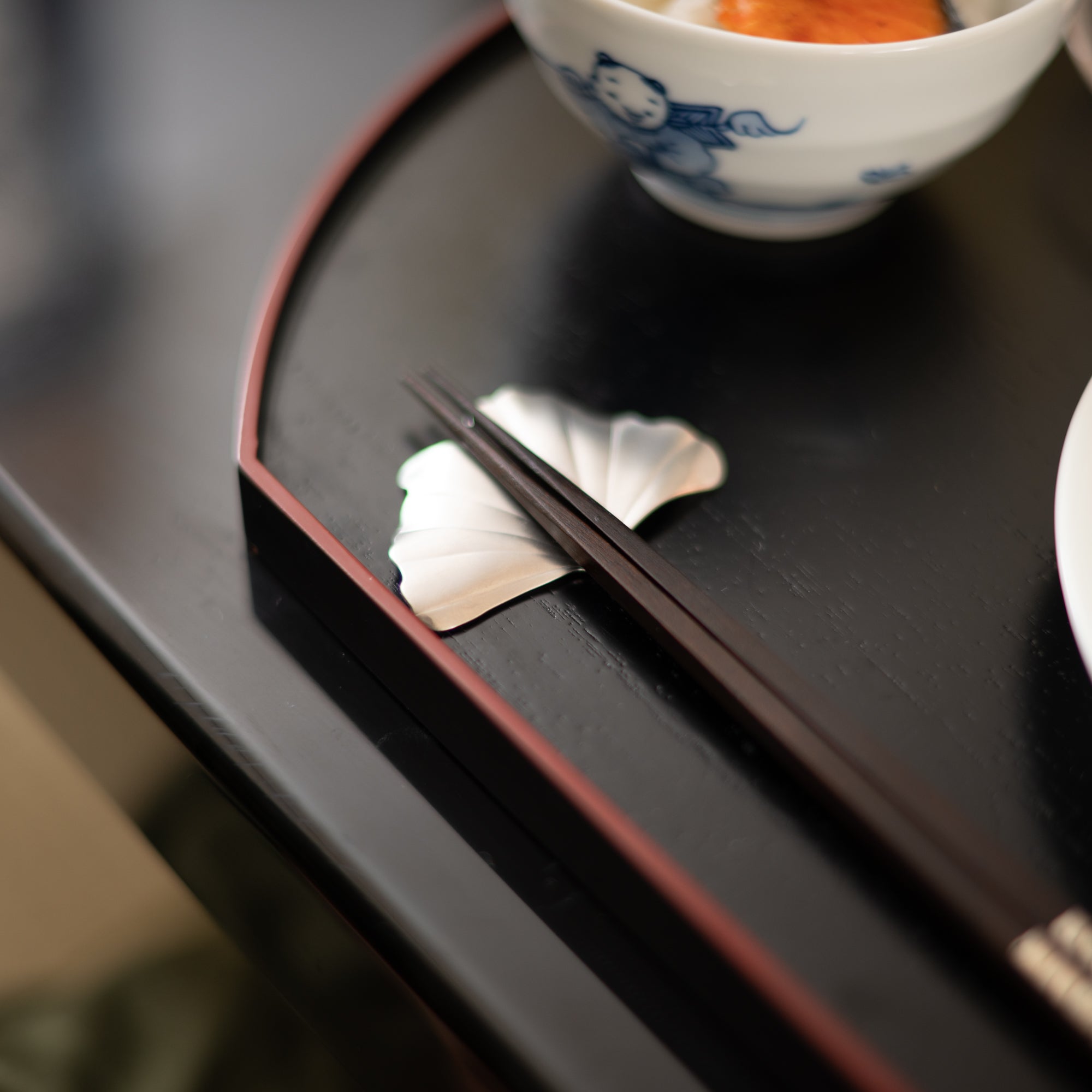 Tsubame Hutlery Silver Ginkgo Leaf Chopstick Rest - MUSUBI KILN - Quality Japanese Tableware and Gift