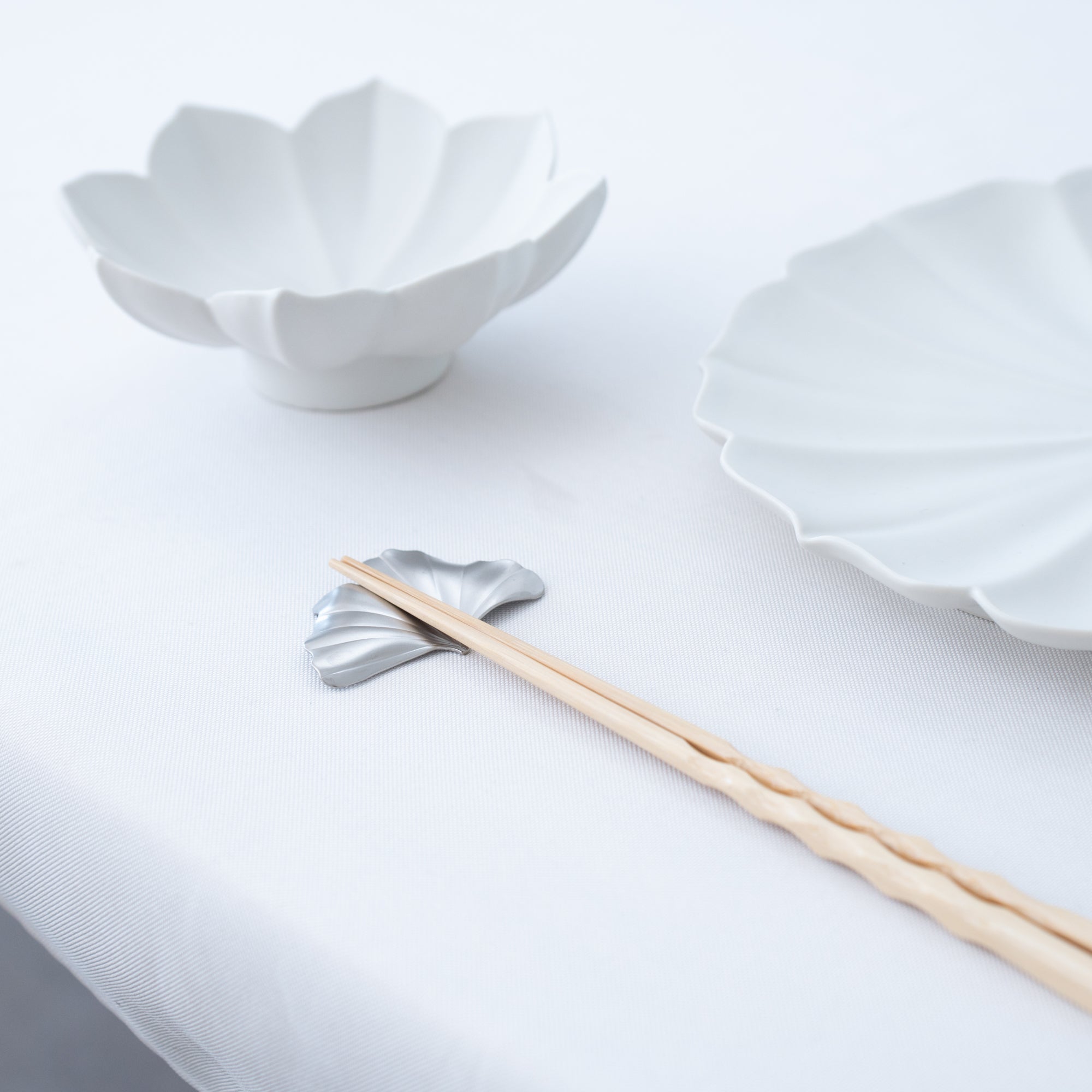 Tsubame Hutlery Silver Ginkgo Leaf Chopstick Rest - MUSUBI KILN - Quality Japanese Tableware and Gift