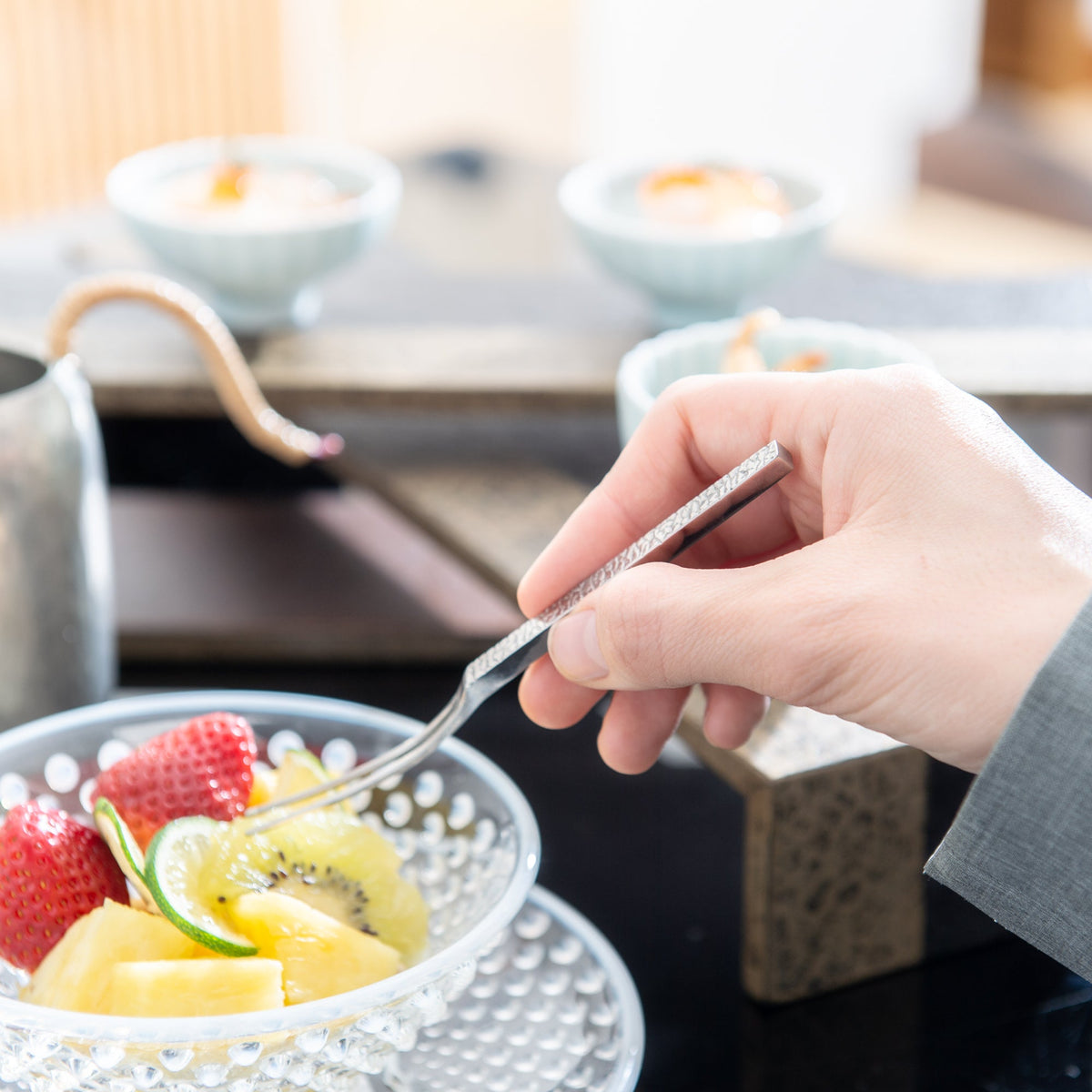 Tsubame MODERN WABI SABI Mirror Finish Fruit Fork - MUSUBI KILN - Quality Japanese Tableware and Gift