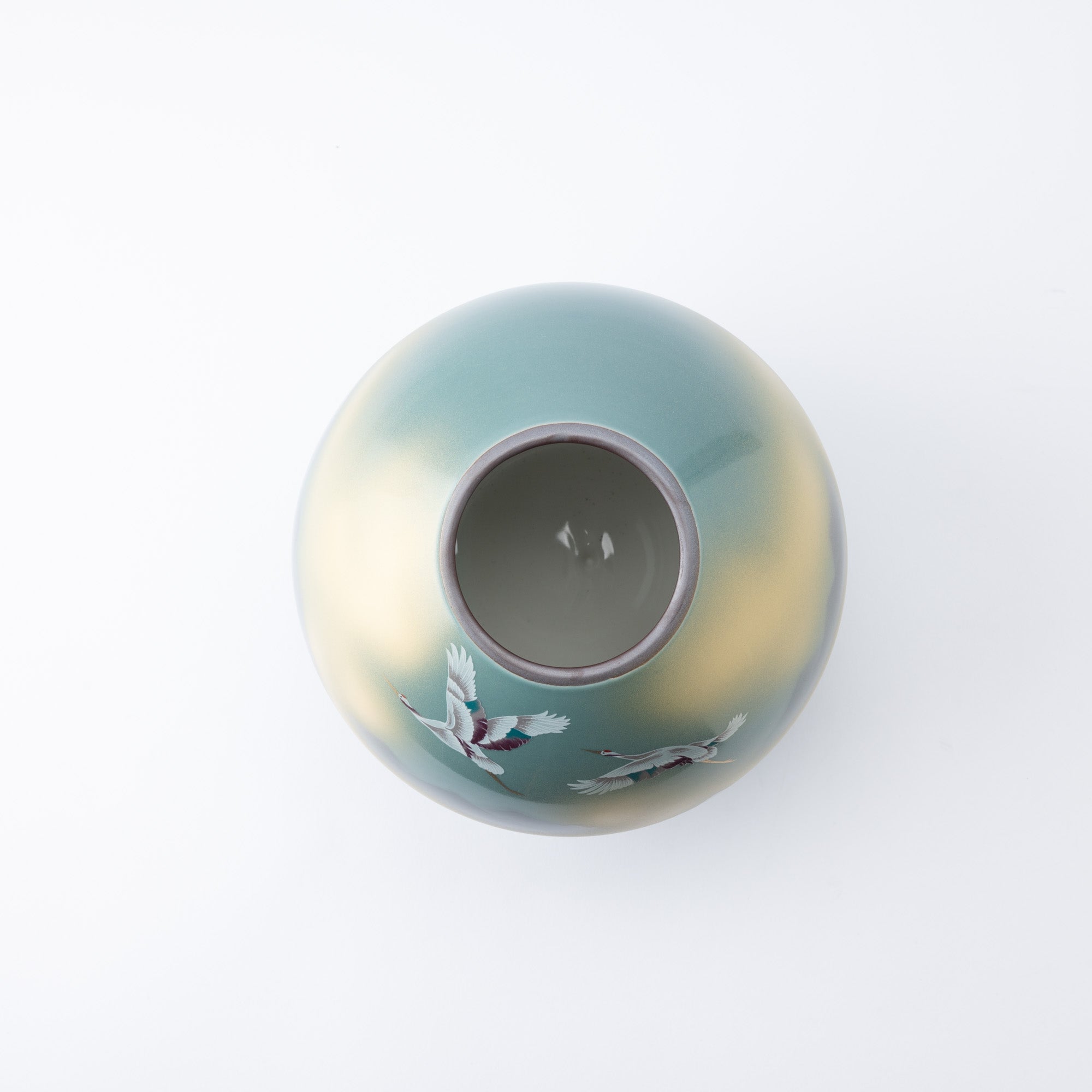 Two Cranes and Landscape Kutani Japanese Flower Vase - MUSUBI KILN - Quality Japanese Tableware and Gift
