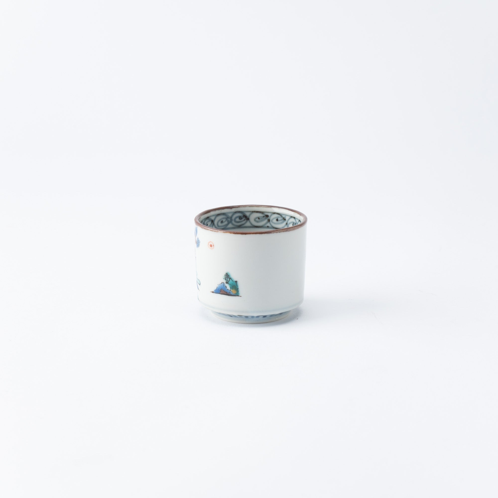 White Ko - Kutani Sansui Kutani Guinomi Sake Cup - MUSUBI KILN - Quality Japanese Tableware and Gift