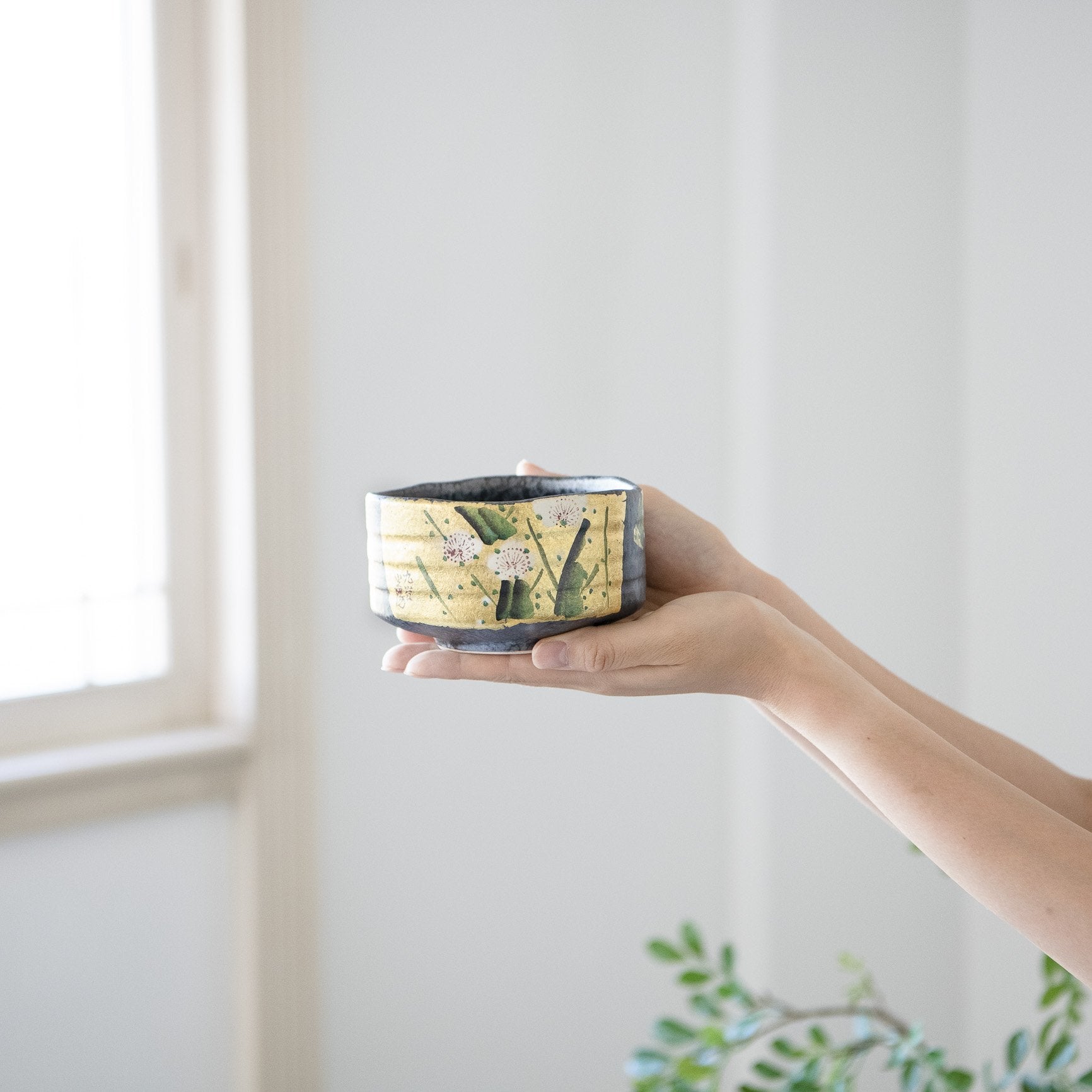 White Plum Kutani Matcha Bowl Chawan - MUSUBI KILN - Quality Japanese Tableware and Gift