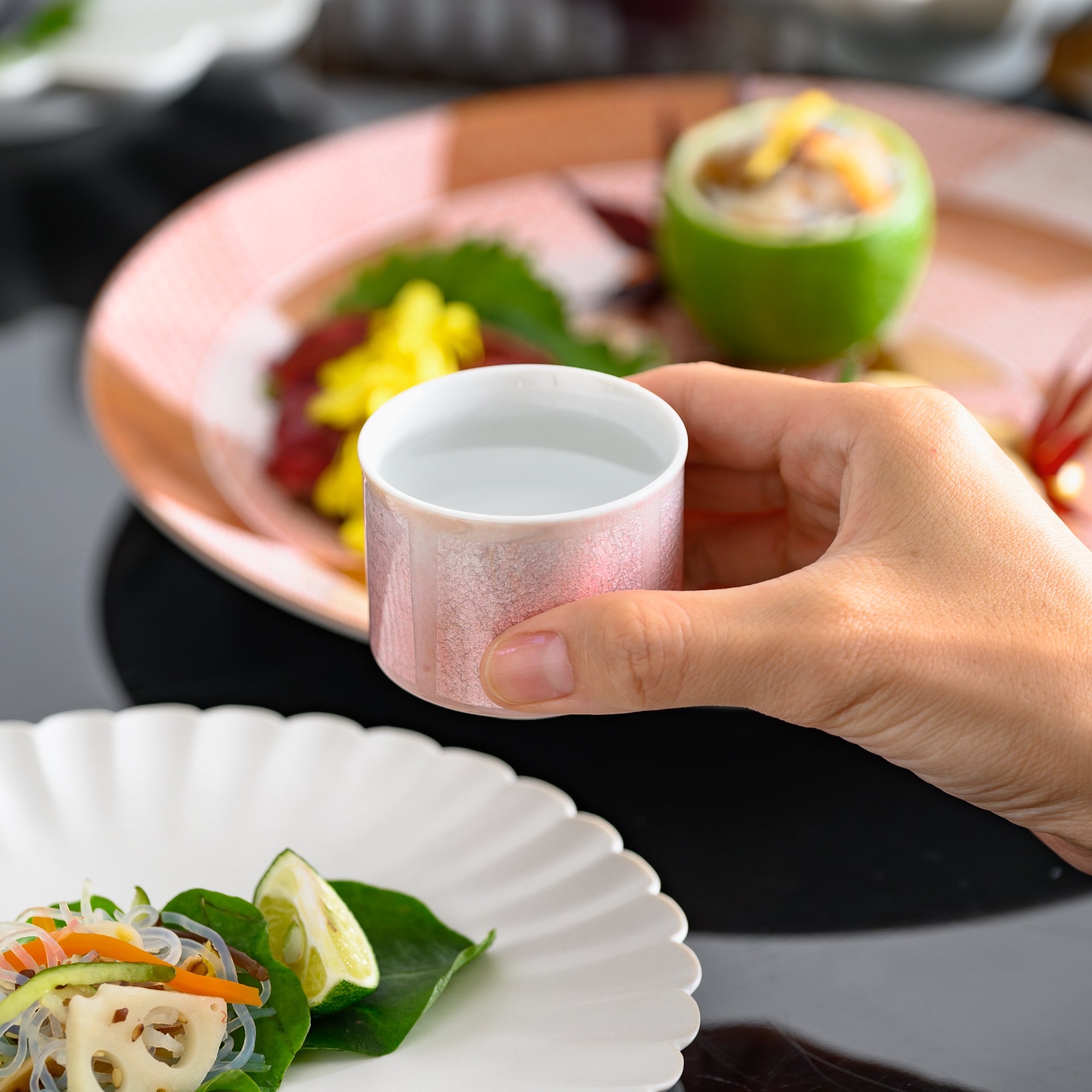 Juego de tazas de sake Ochoko de cinco colores Ginsai
