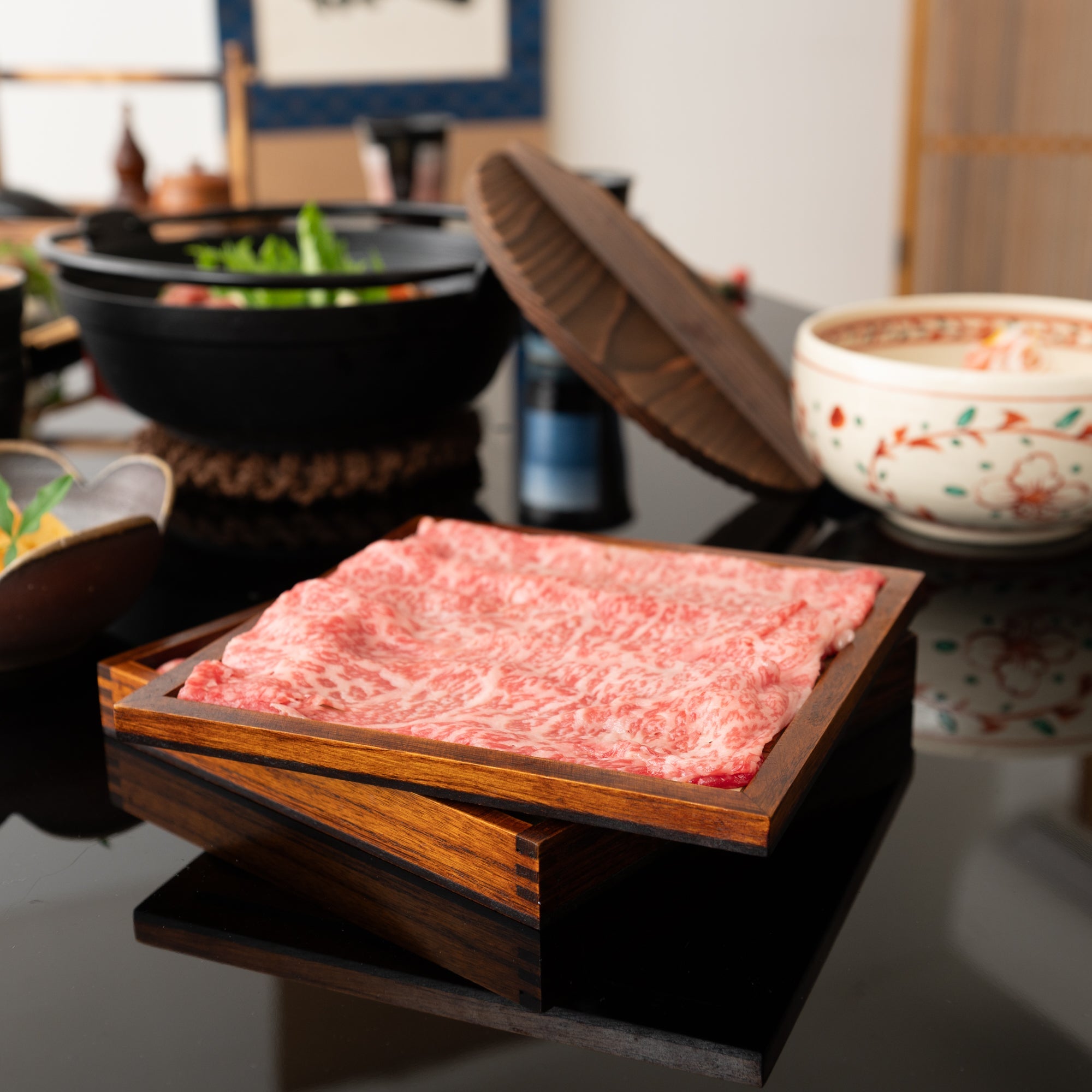Yamanaka Lacquerware Square Low Japanese Soba Tray - MUSUBI KILN - Quality Japanese Tableware and Gift