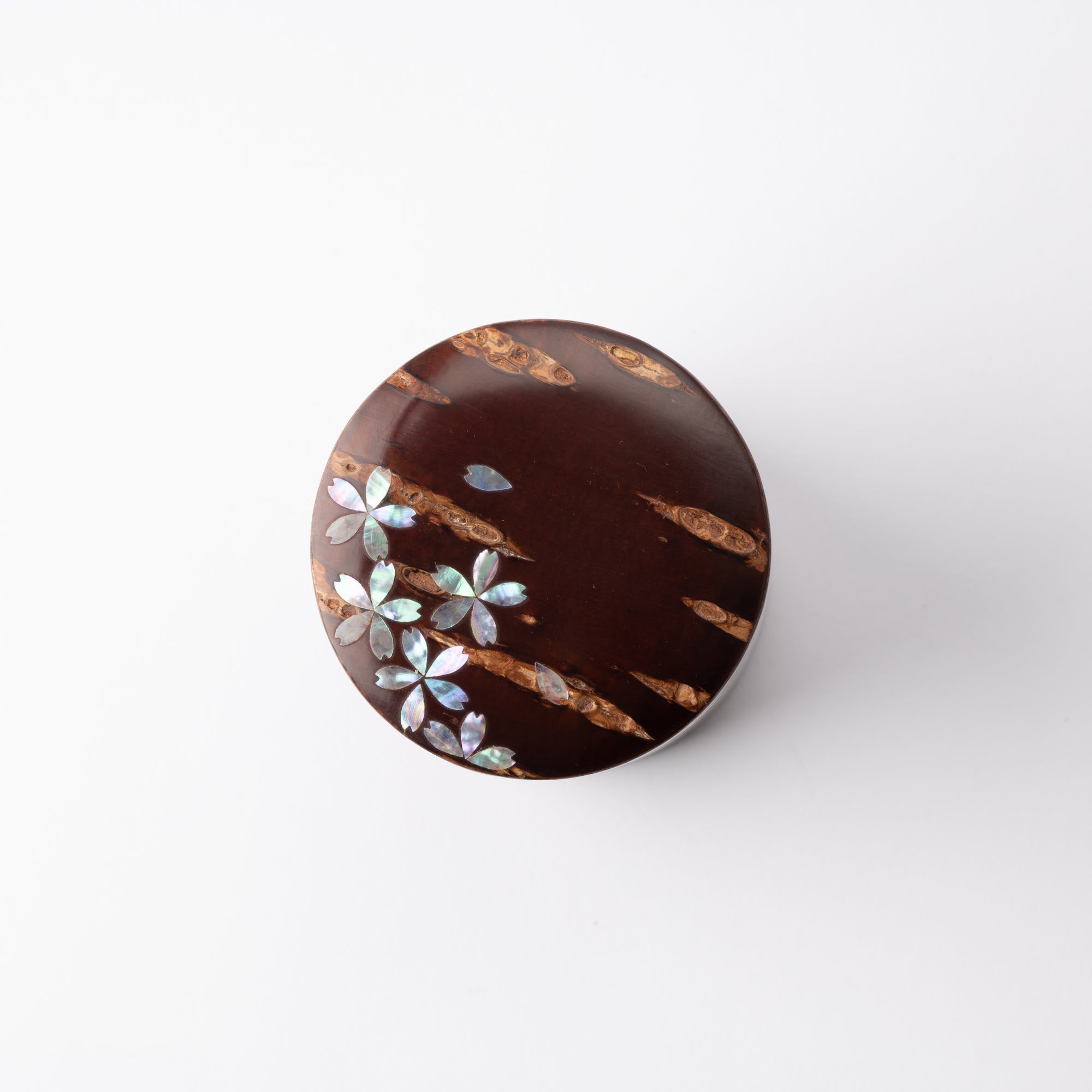 Yatsuyanagi Inlay Falling Sakura Akita Cherry Bark Work Tea Canister - MUSUBI KILN - Quality Japanese Tableware and Gift