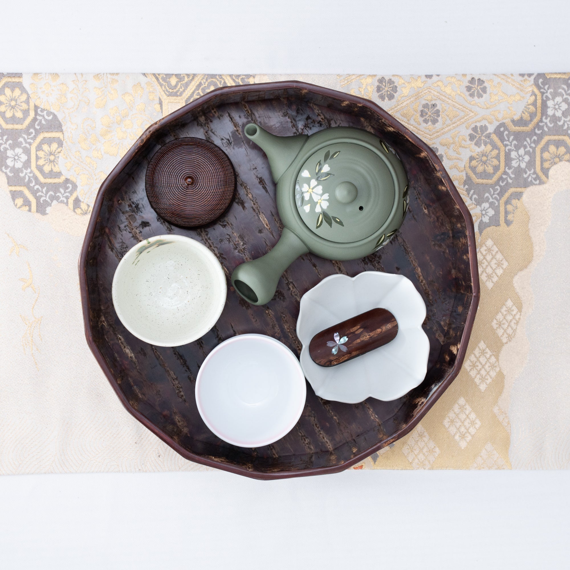 Yatsuyanagi Sakura Akita Cherry Bark Work Hexadecagon Chabitsu Japanese Tea Box - MUSUBI KILN - Quality Japanese Tableware and Gift