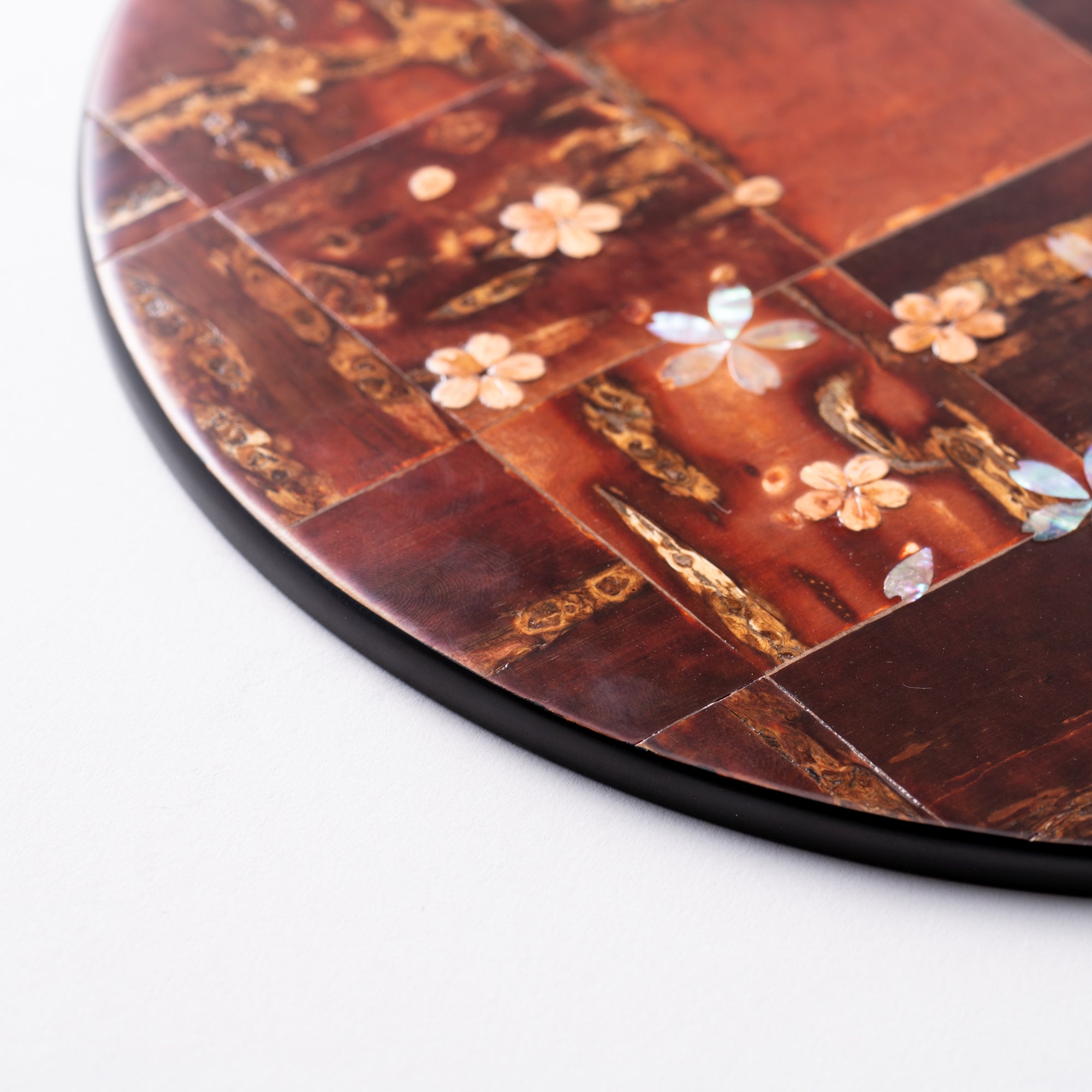 Yatsuyanagi Shell Inlay Checkered Pattern Akita Cherry Bark Work Plate 9.1 in - MUSUBI KILN - Quality Japanese Tableware and Gift