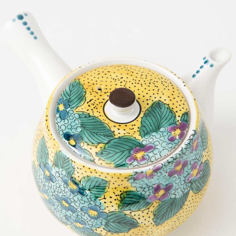 Yoshidaya Hydrangea Kutani Japanese Teapot Set - MUSUBI KILN - Quality Japanese Tableware and Gift