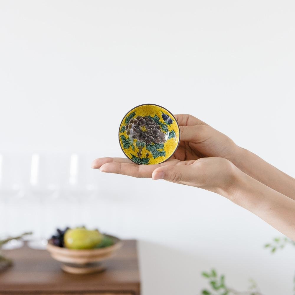 Yoshidaya Peony Kutani Sakazuki Sake Cup - MUSUBI KILN - Quality Japanese Tableware and Gift