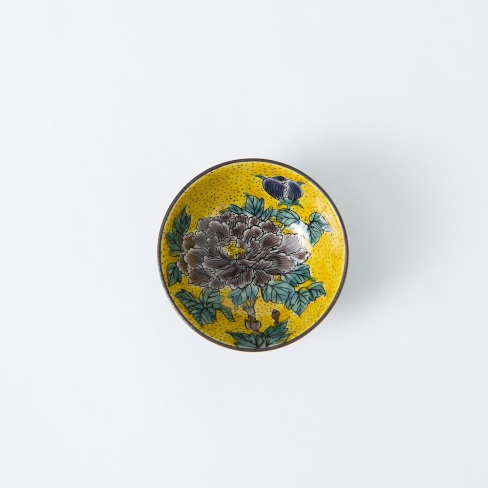 Yoshidaya Peony Kutani Sakazuki Sake Cup - MUSUBI KILN - Quality Japanese Tableware and Gift