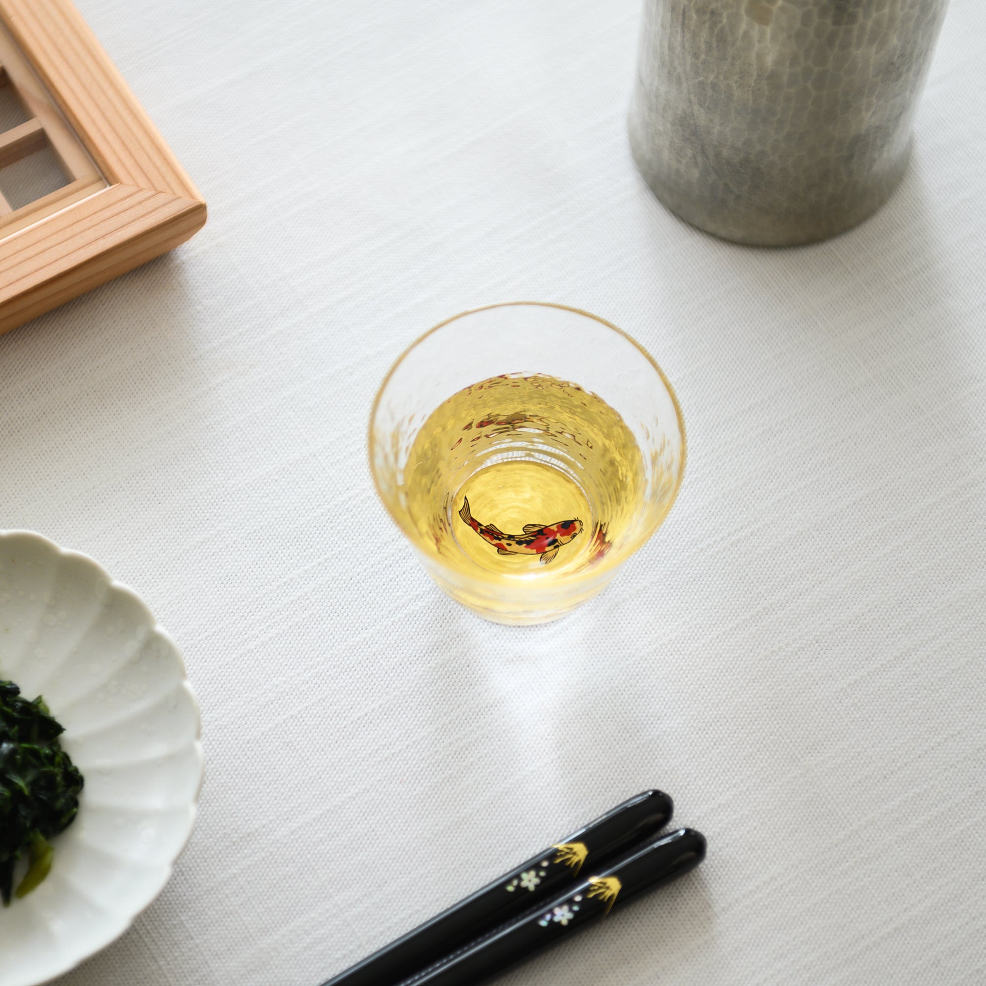 Yoshita Kasho Koi Fish Maki - e Glass Sake Cup - MUSUBI KILN - Quality Japanese Tableware and Gift