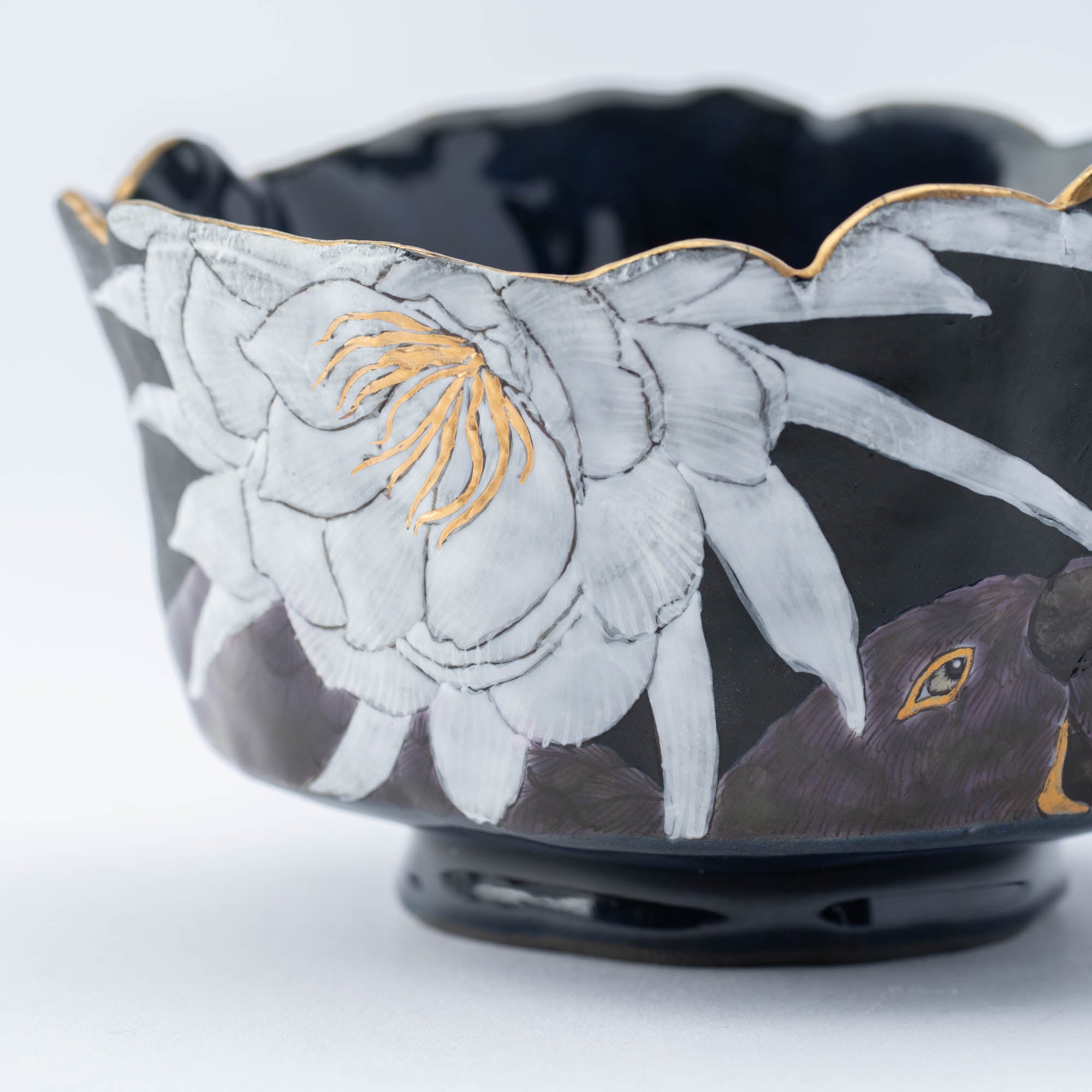 Moonlit Bloom and Bird Matcha Bowl