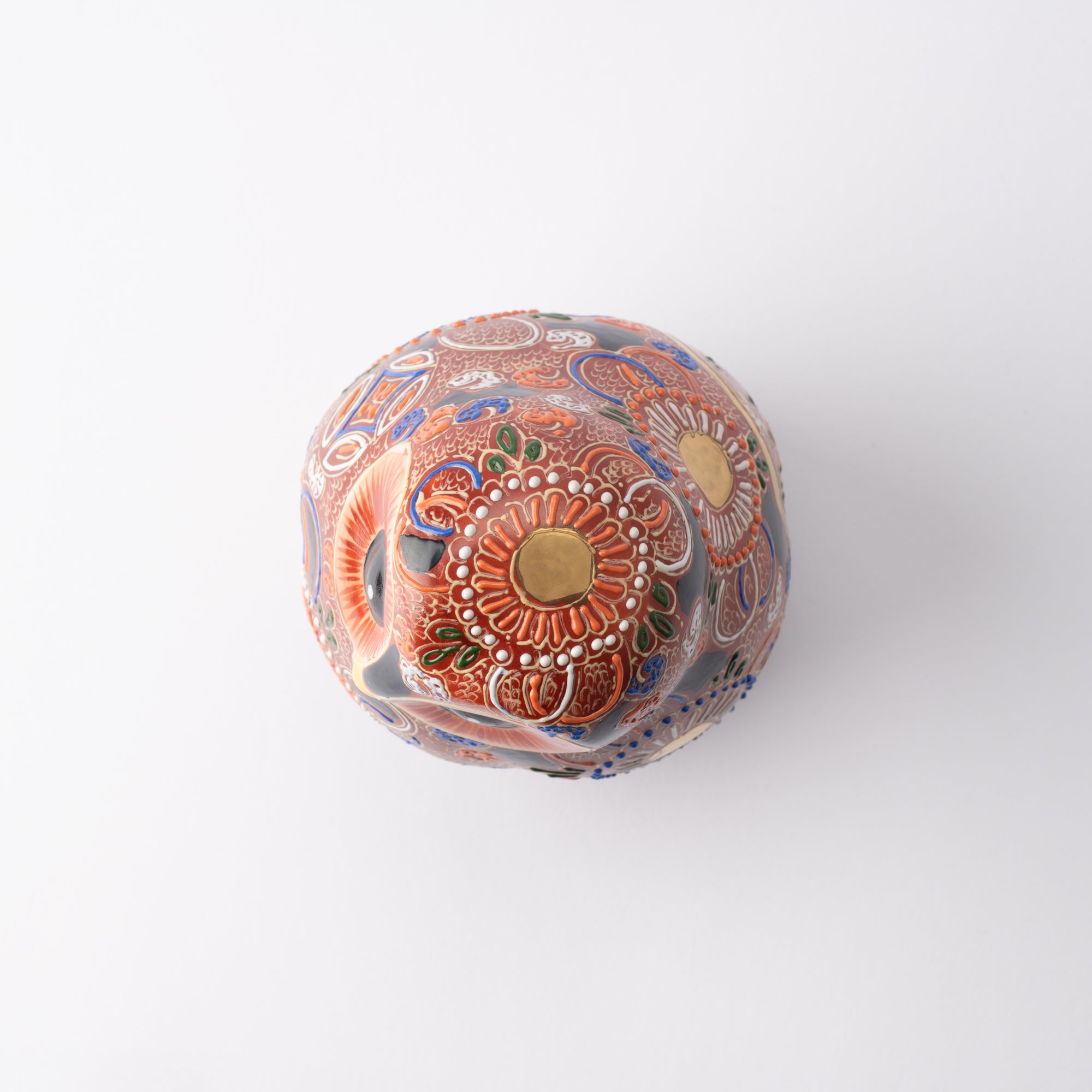 Red Floral Patterned Owl Figurine