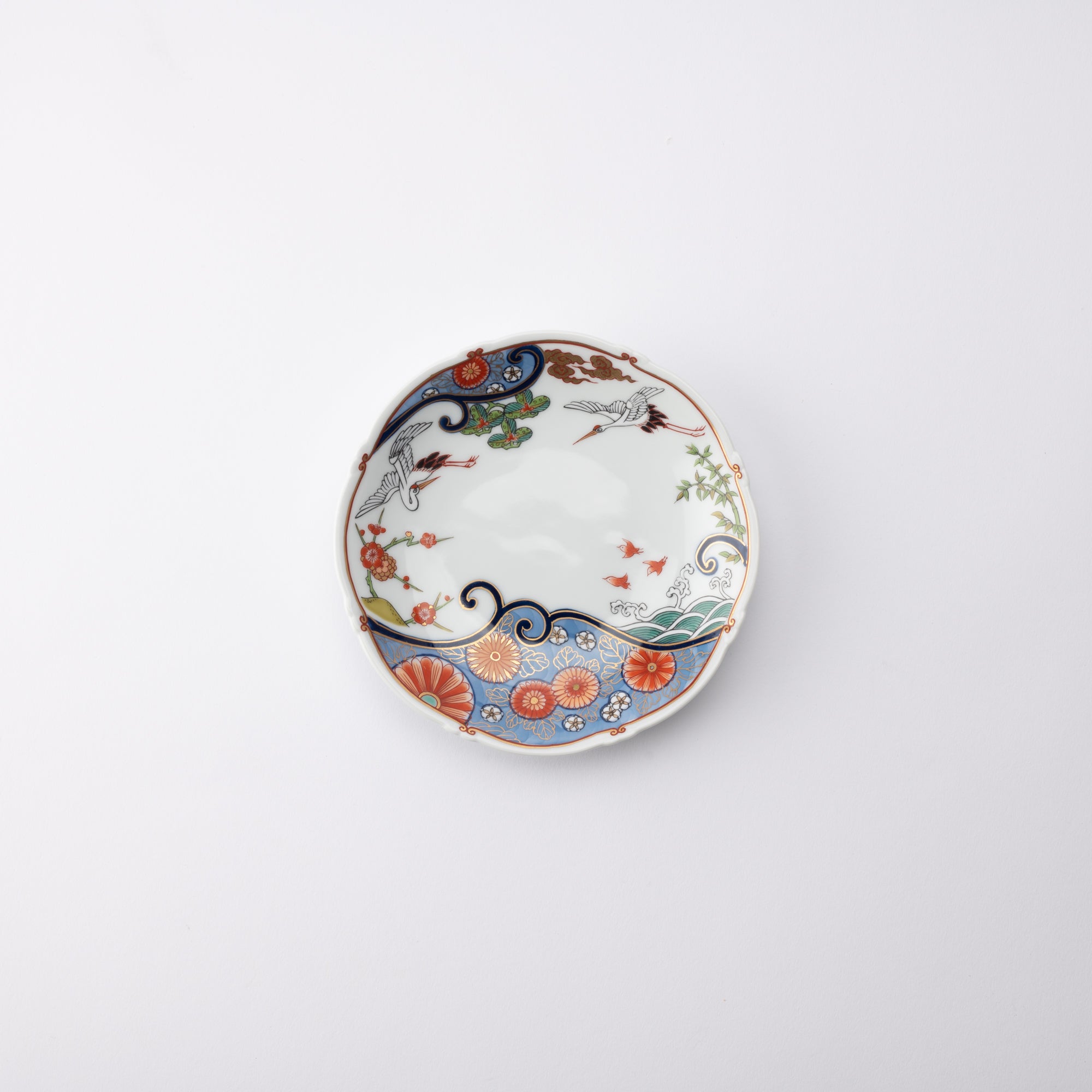 Arita Porcelain Lab Yazaemon Crane and Wave Plate Set - MUSUBI KILN - Quality Japanese Tableware and Gift