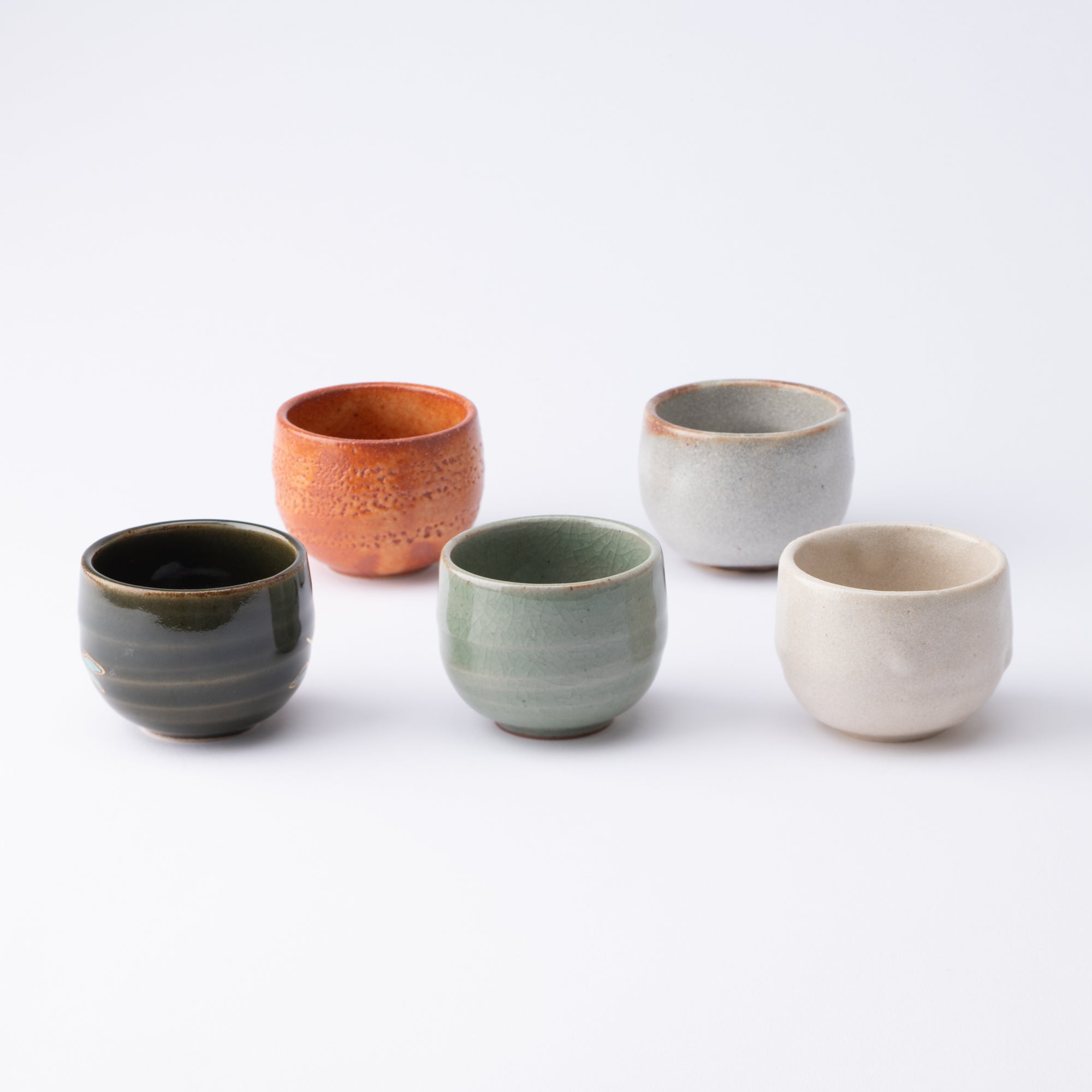 Five Flowers Kutani Ochoko Sake Cup Set - MUSUBI KILN - Handmade Japanese Tableware and Japanese Dinnerware