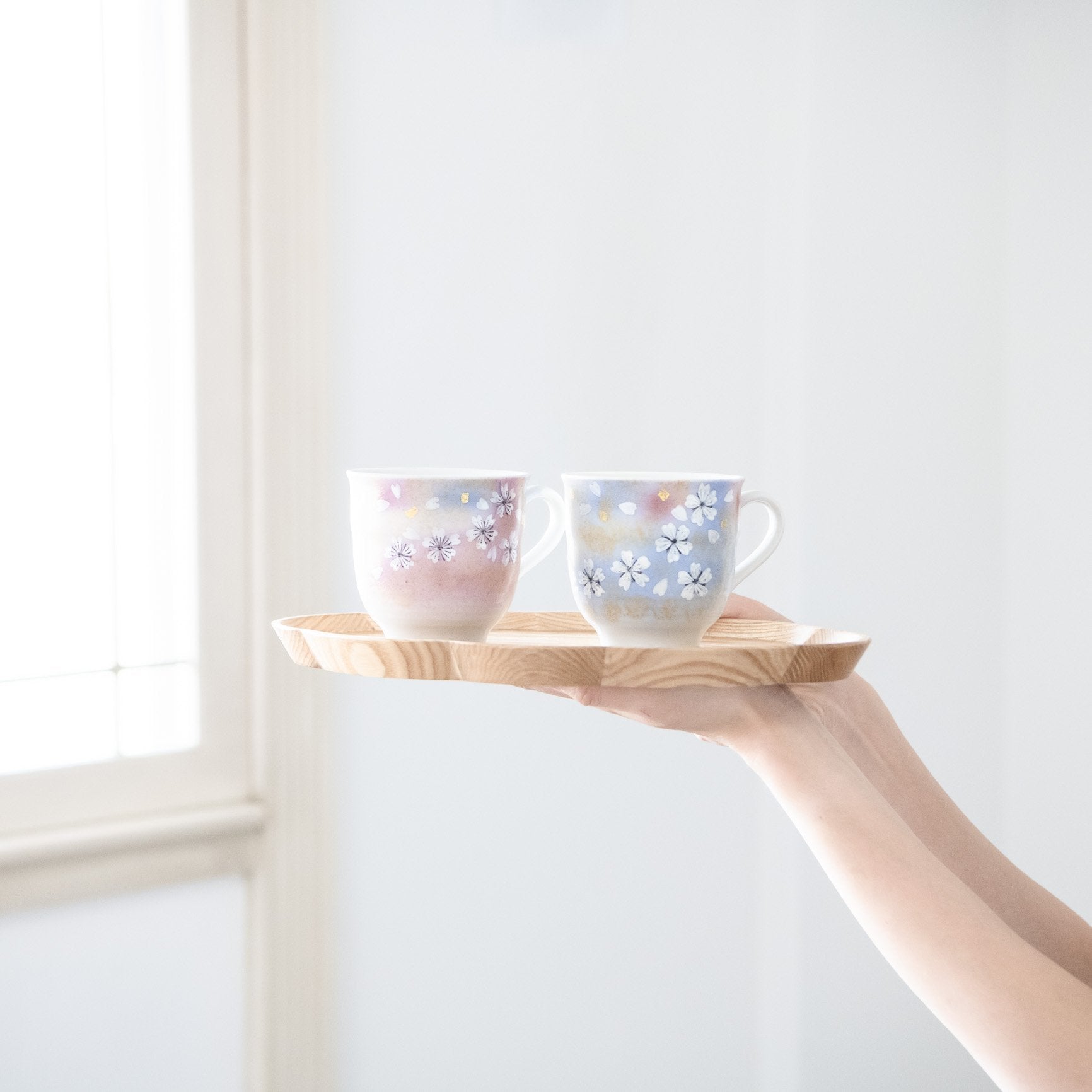 Flower Dance Kutani Mug Pair - MUSUBI KILN - Handmade Japanese Tableware and Japanese Dinnerware