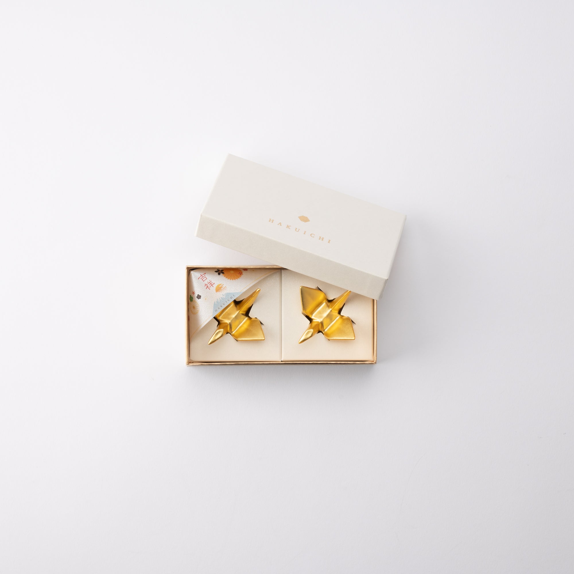 Hakuichi Golden Crane Kanazawa Gold Leaf Chopstick Rest Pair - MUSUBI KILN - Quality Japanese Tableware and Gift