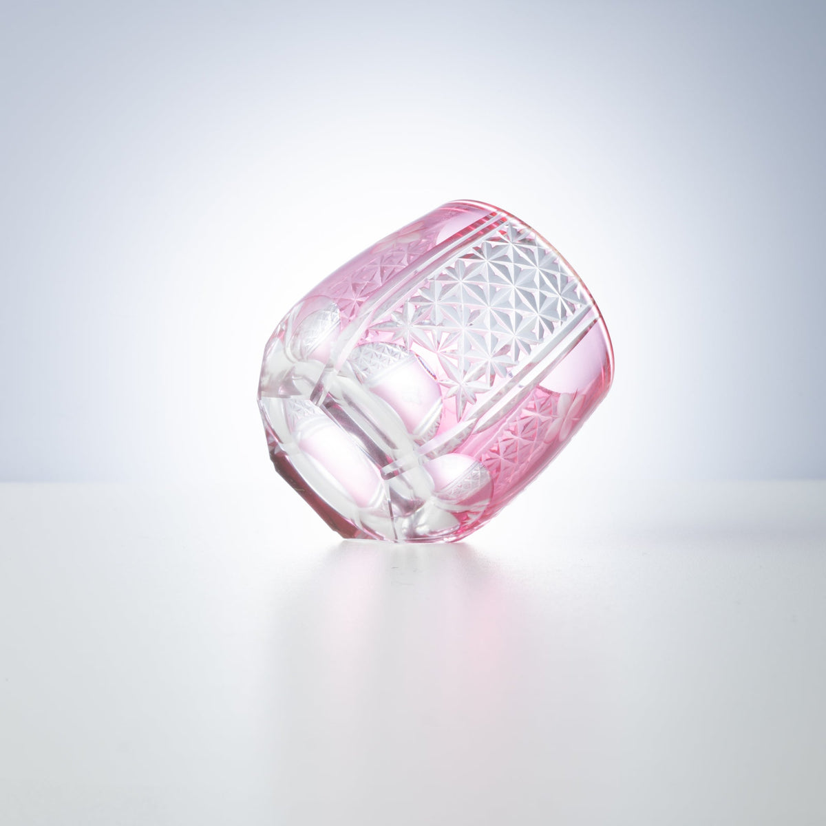 Hirota Kaiseki Kinaka Edo Kiriko Guinomi Sake Glass Pink - MUSUBI KILN - Handmade Japanese Tableware and Japanese Dinnerware