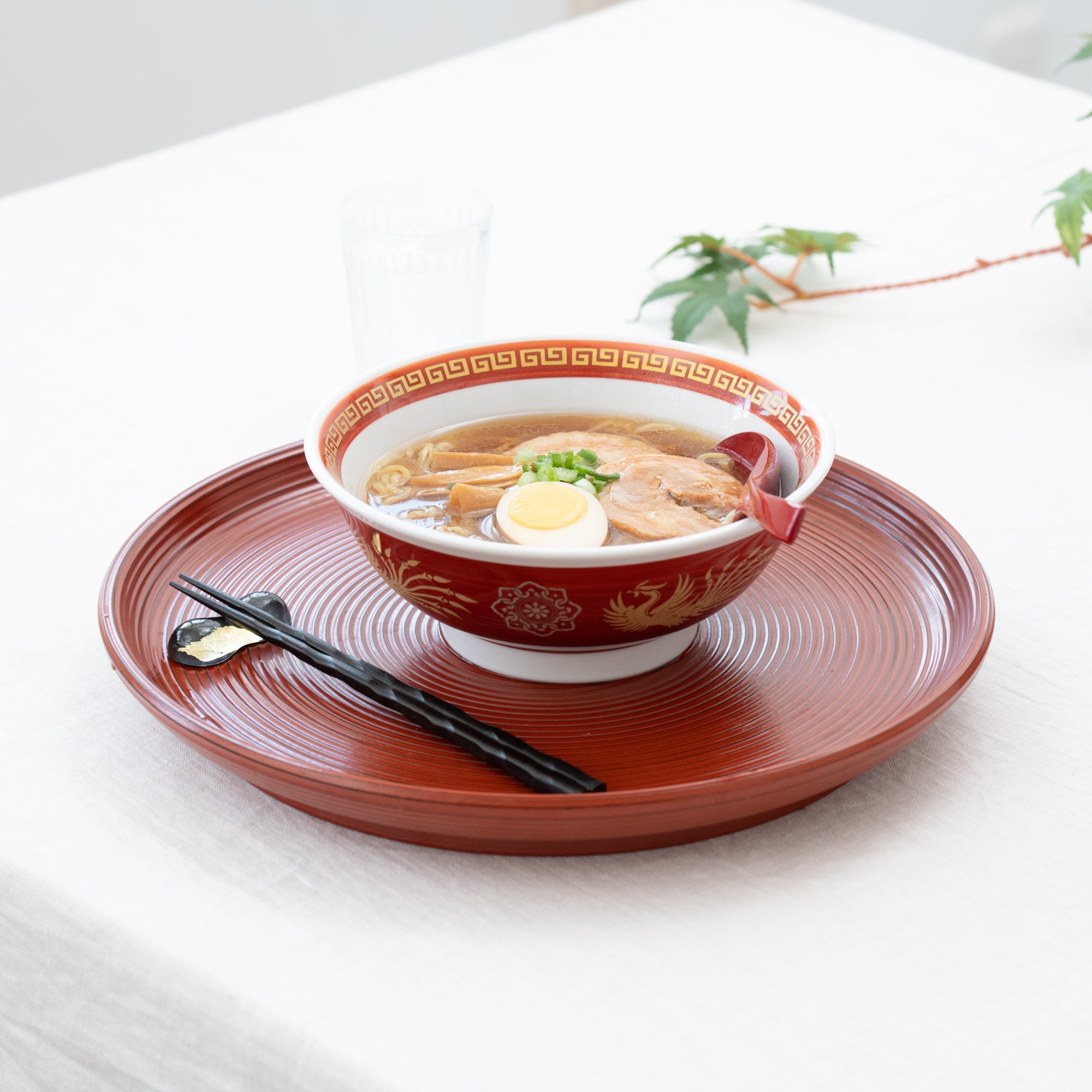 Red Brush Gold Mino Ware Ramen Bowl M - MUSUBI KILN - Handmade Japanese Tableware and Japanese Dinnerware