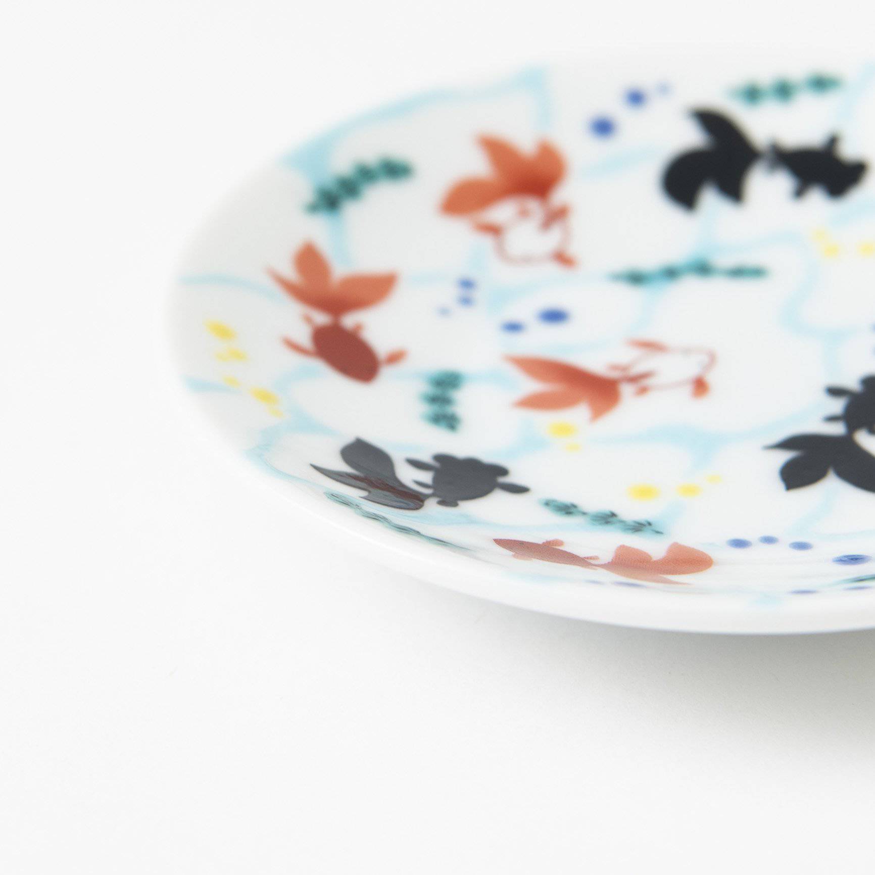 Seikou Kiln Goldfish Kutani Sauce Plate - MUSUBI KILN - Handmade Japanese Tableware and Japanese Dinnerware