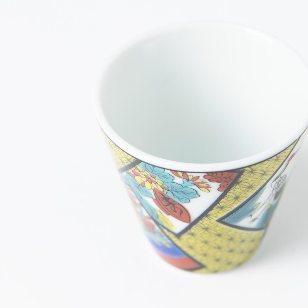 Seikou Kiln Hanafuda Kutani Ochoko Sake Cup - MUSUBI KILN - Handmade Japanese Tableware and Japanese Dinnerware