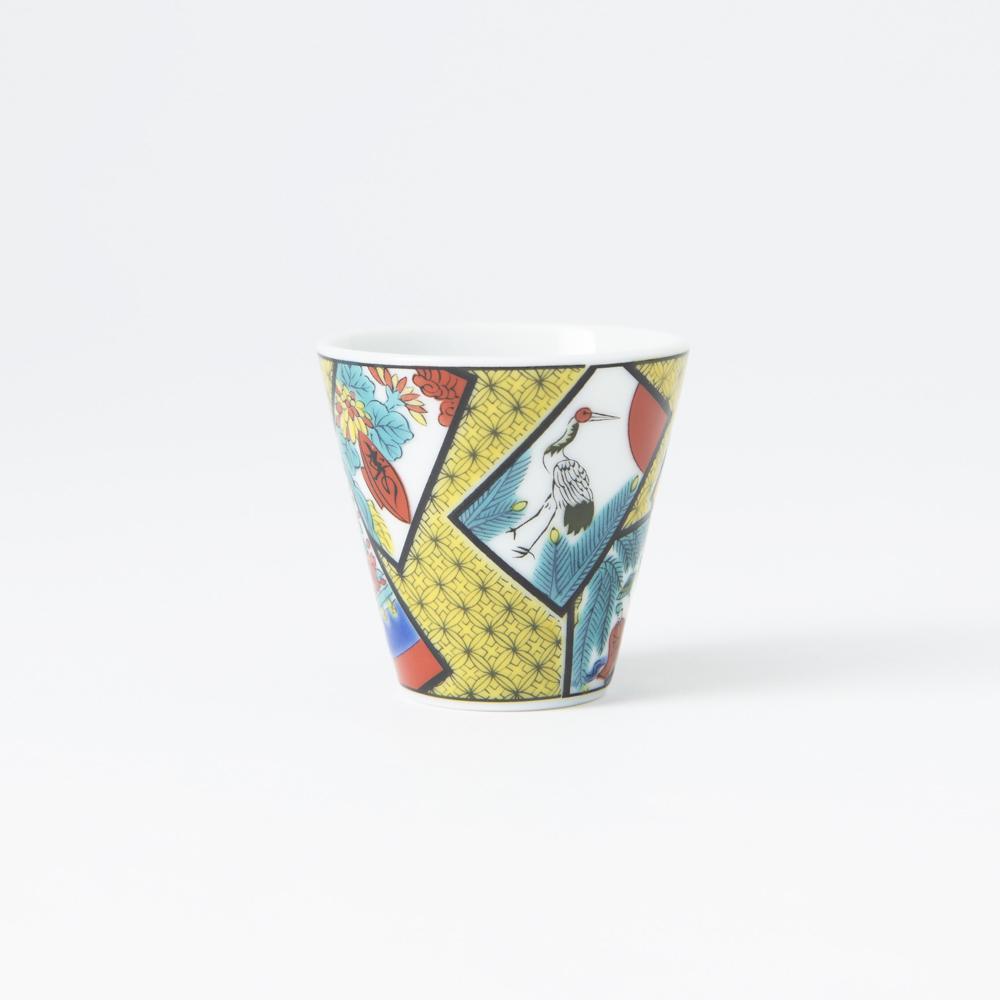 Seikou Kiln Hanafuda Kutani Ochoko Sake Cup - MUSUBI KILN - Handmade Japanese Tableware and Japanese Dinnerware