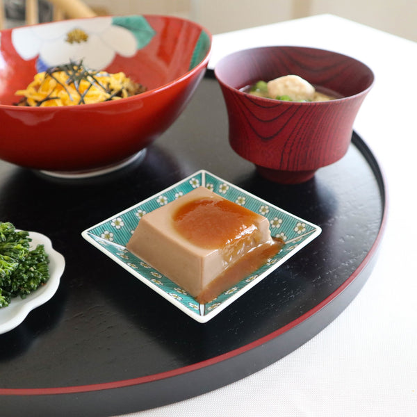 Seikou Kiln Jidai Kutani Square Sauce Plate Set - MUSUBI KILN - Handmade Japanese Tableware and Japanese Dinnerware