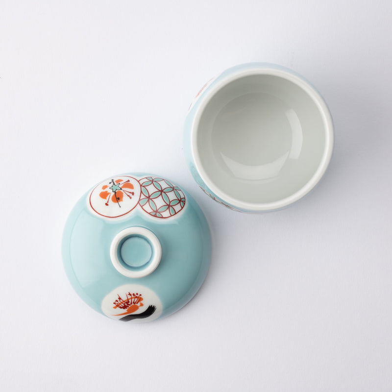 Tasei Kiln Celadon Circle Pattern Arita Chawanmushi Bowl - MUSUBI KILN - Handmade Japanese Tableware and Japanese Dinnerware