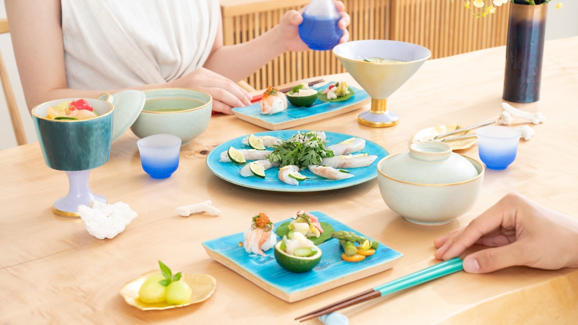 Culinary Fusion on Turquoise Shigaraki Plates