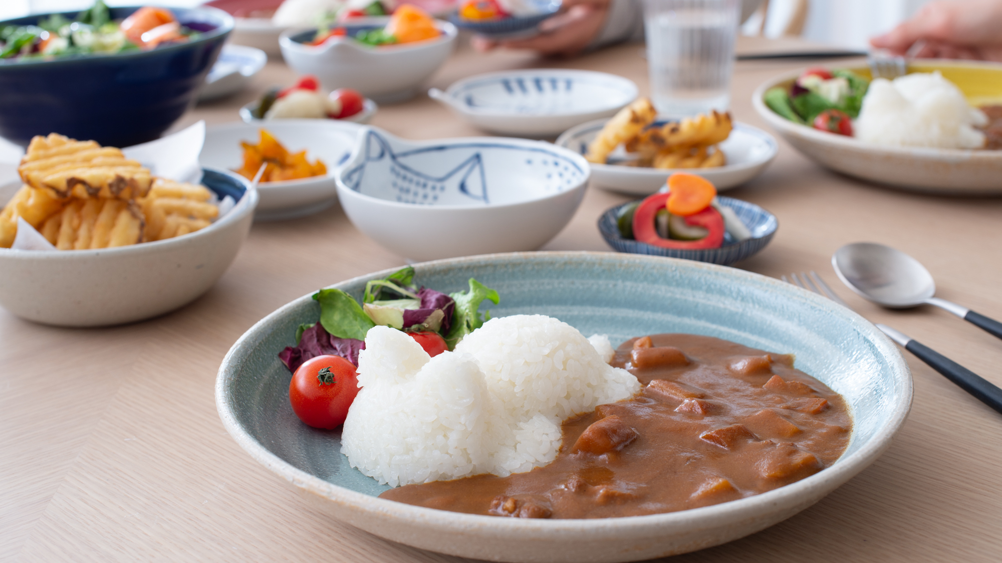 Lunch with Cat-loving Friends on Neco Hasami Cat Plates