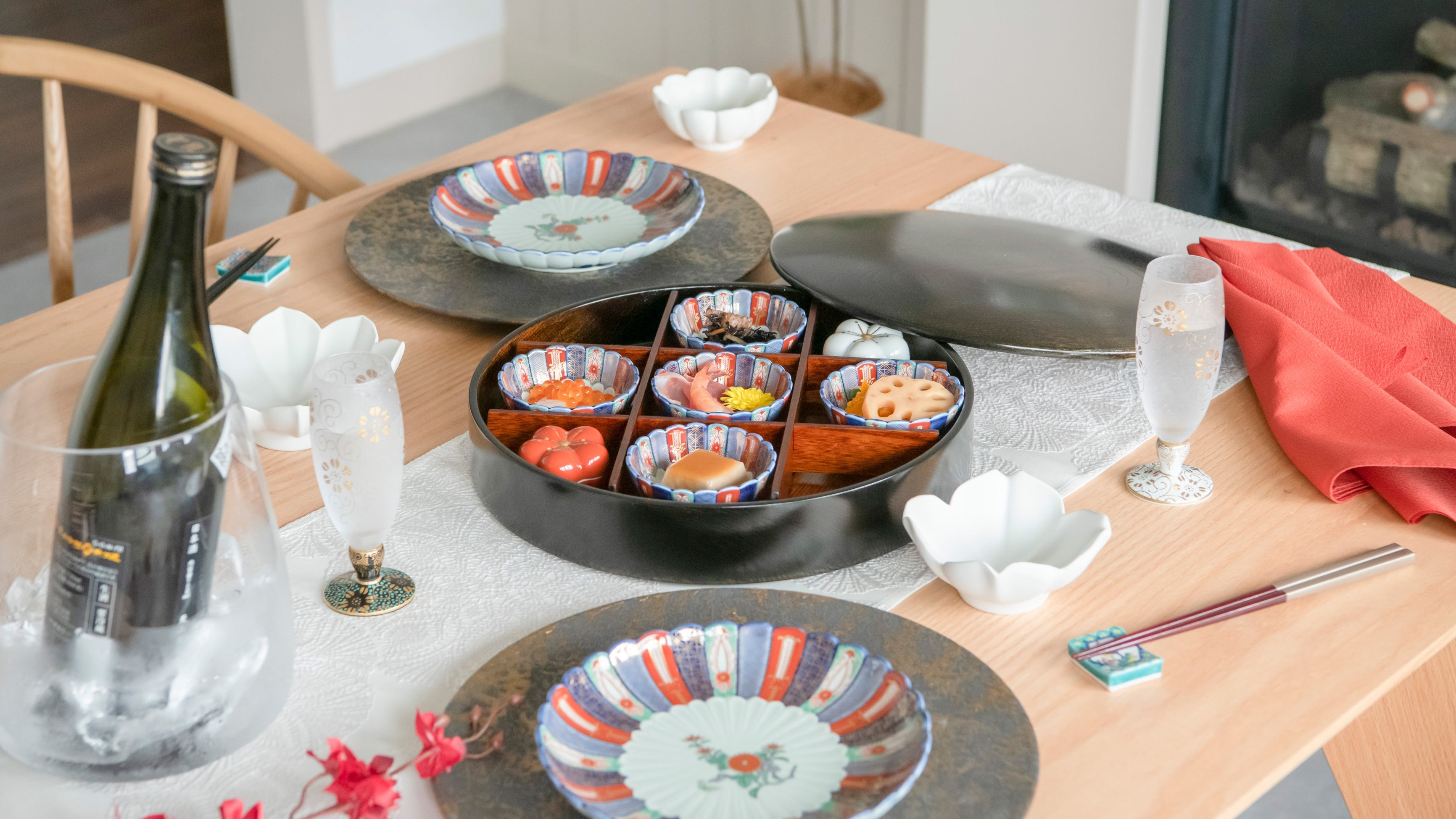 Elegant Table Setting With A Beautiful Lacquer Box