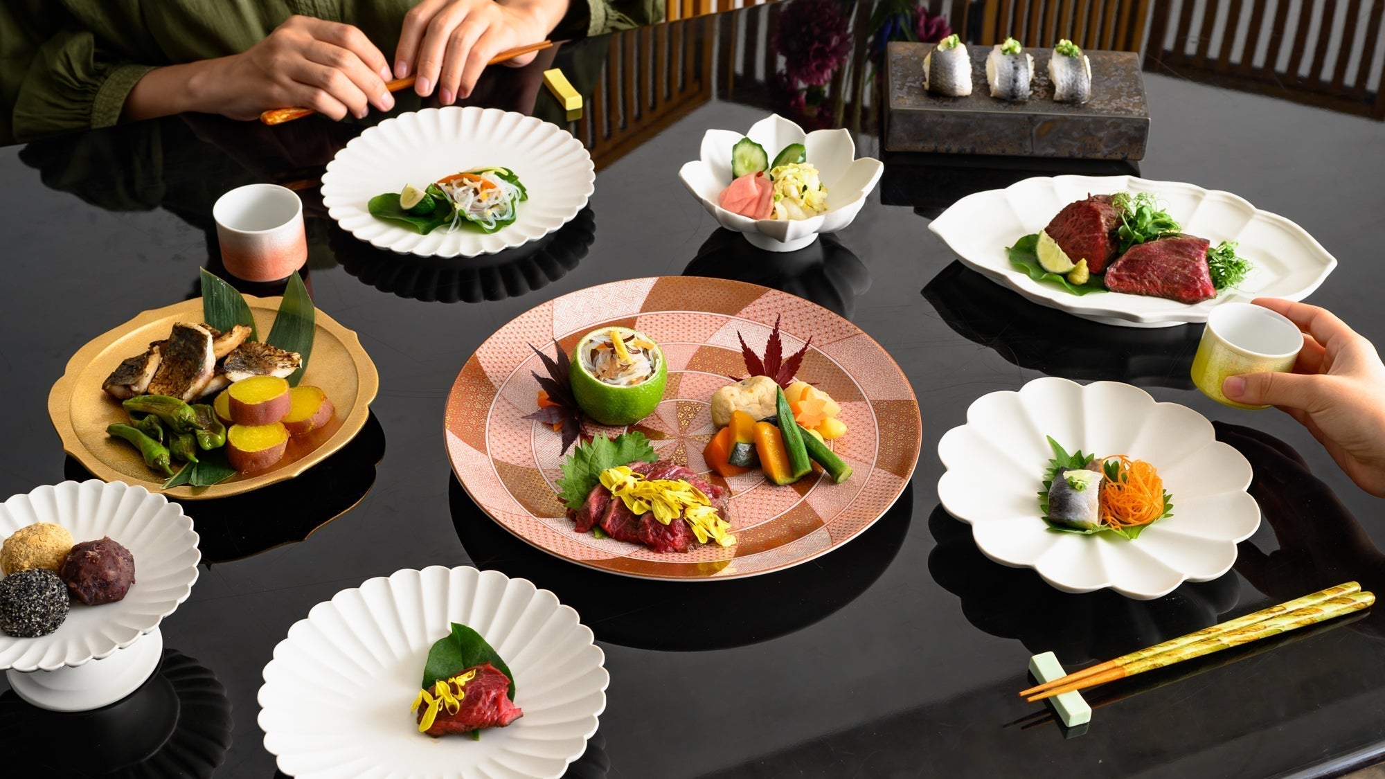 Modern Japanese Dining with White Plates