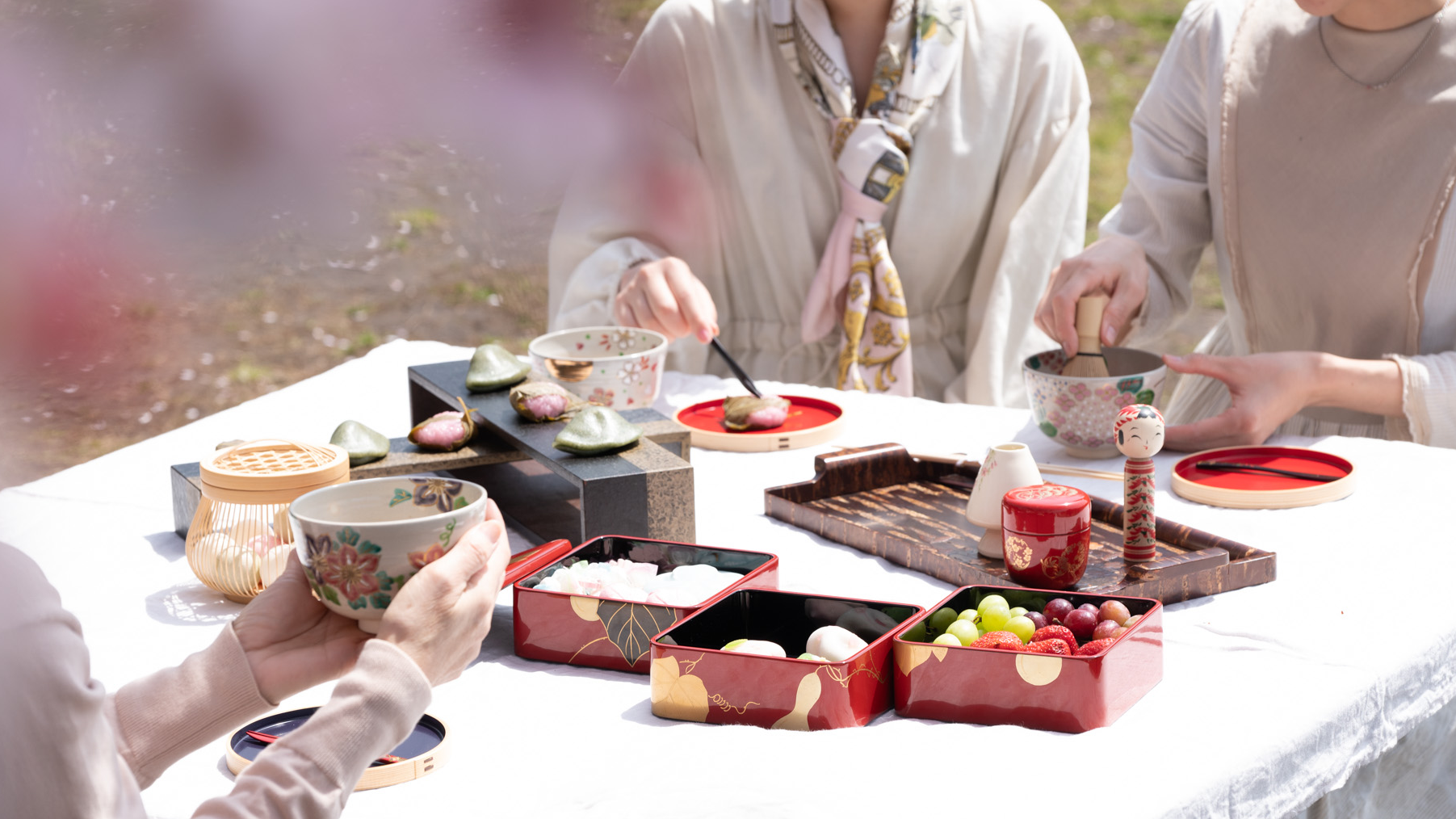 Outdoor Matcha Tea Time in Spring