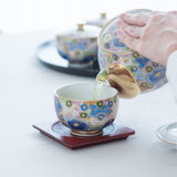 Blue Hanazume Kutani Japanese Teapot Set