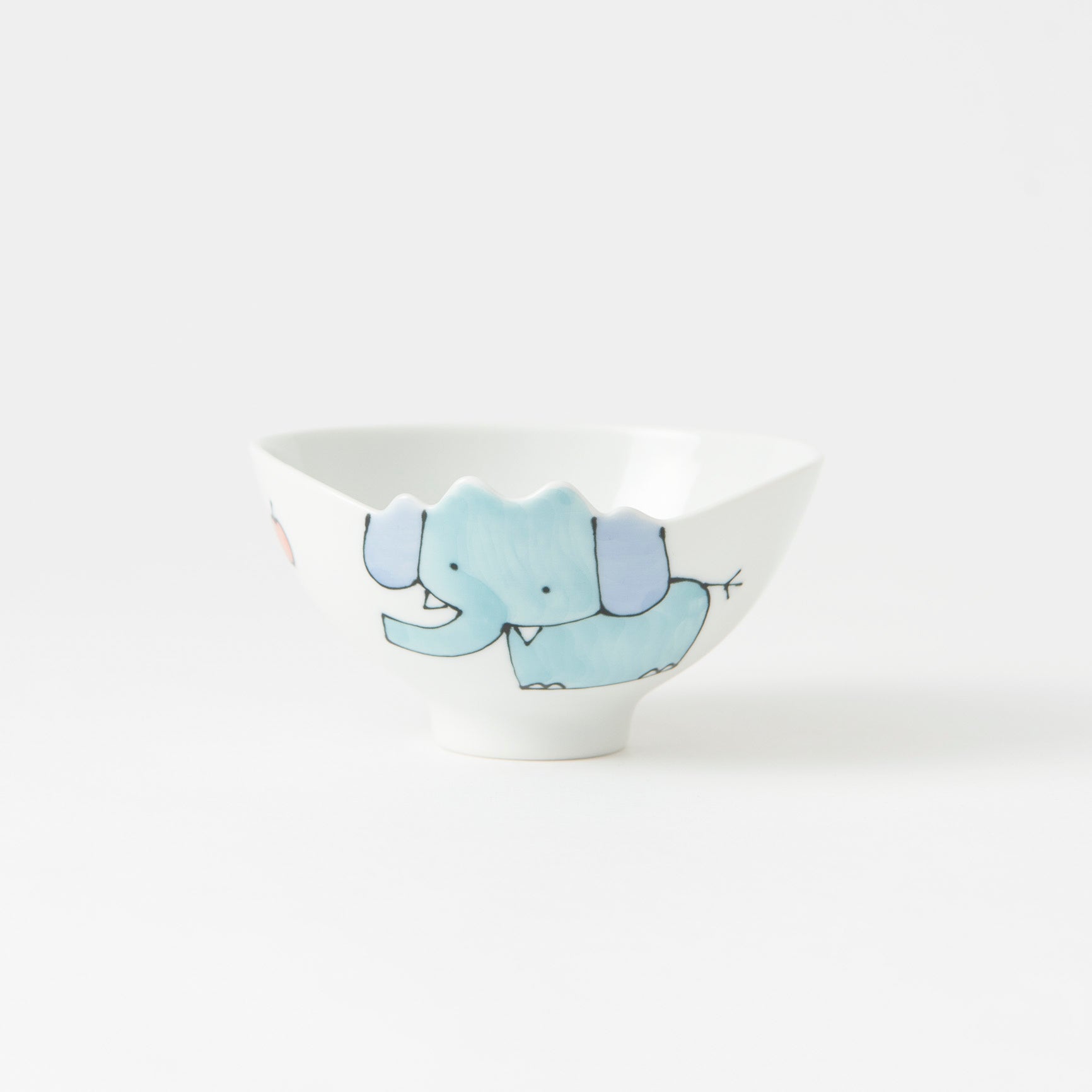Rim-Peeking Animals Designed Japanese Rice Bowl