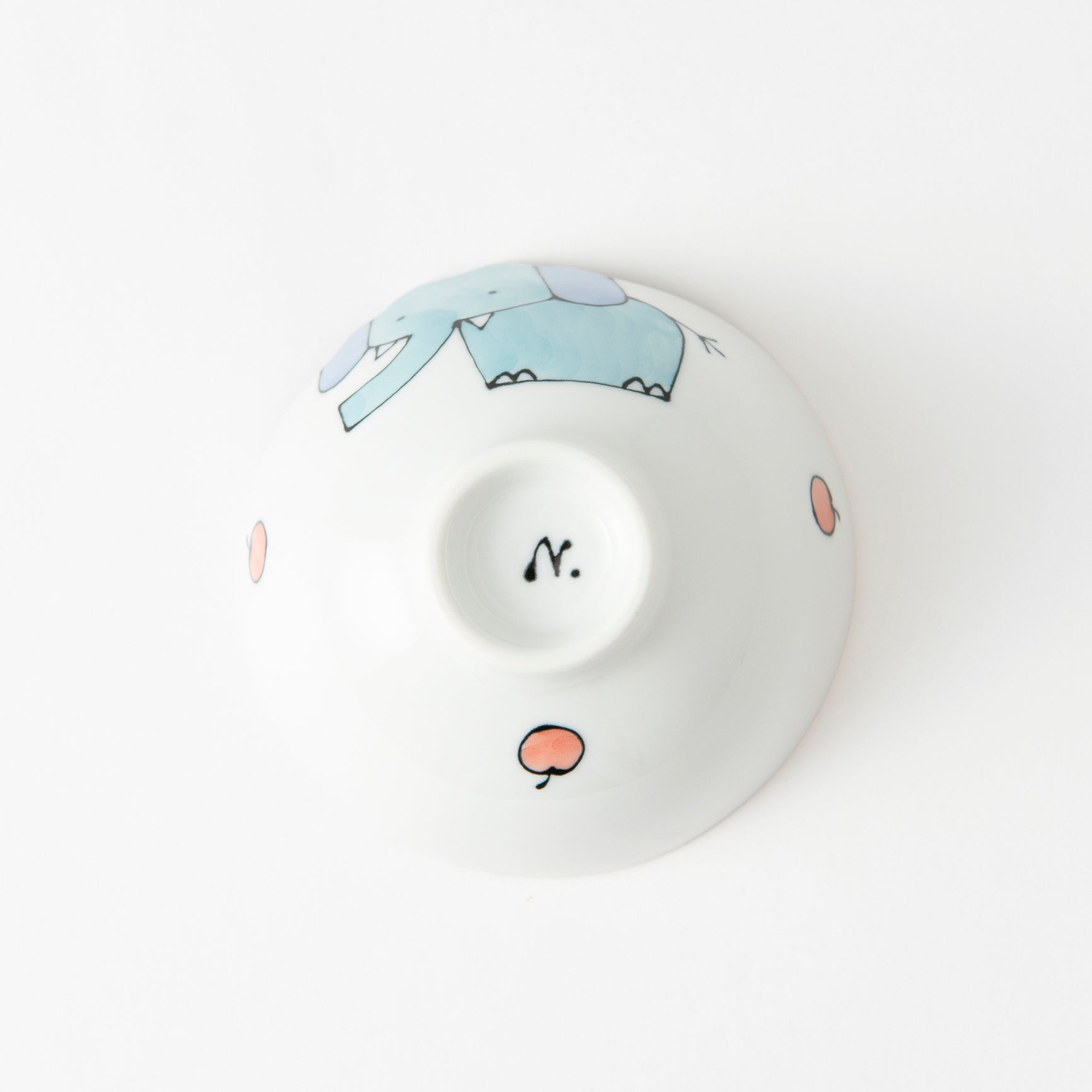 Rim-Peeking Animals Designed Japanese Rice Bowl