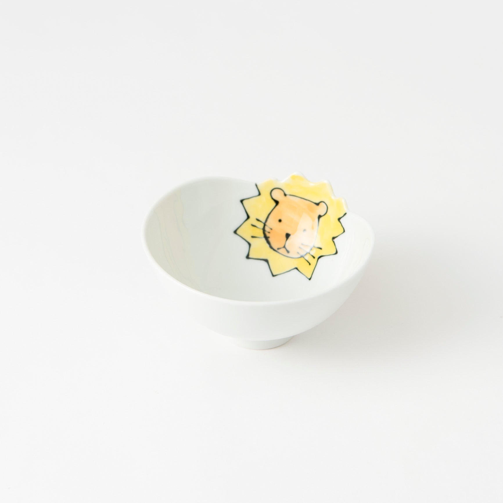 Rim-Peeking Animals Designed Japanese Rice Bowl