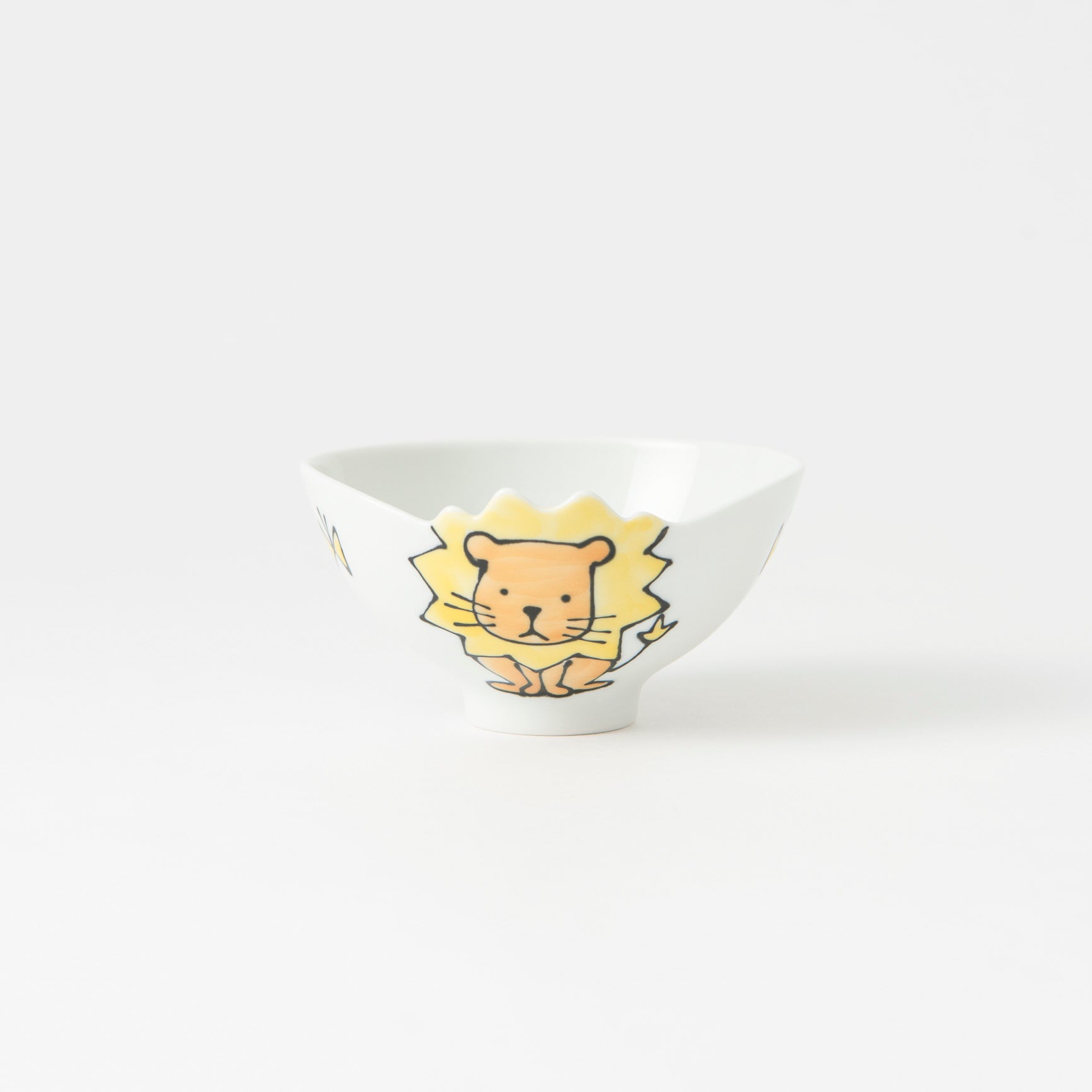 Rim-Peeking Animals Designed Japanese Rice Bowl