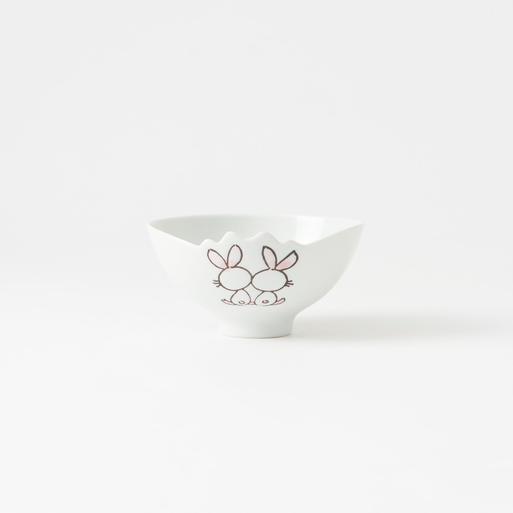 Rim-Peeking Animals Designed Japanese Rice Bowl
