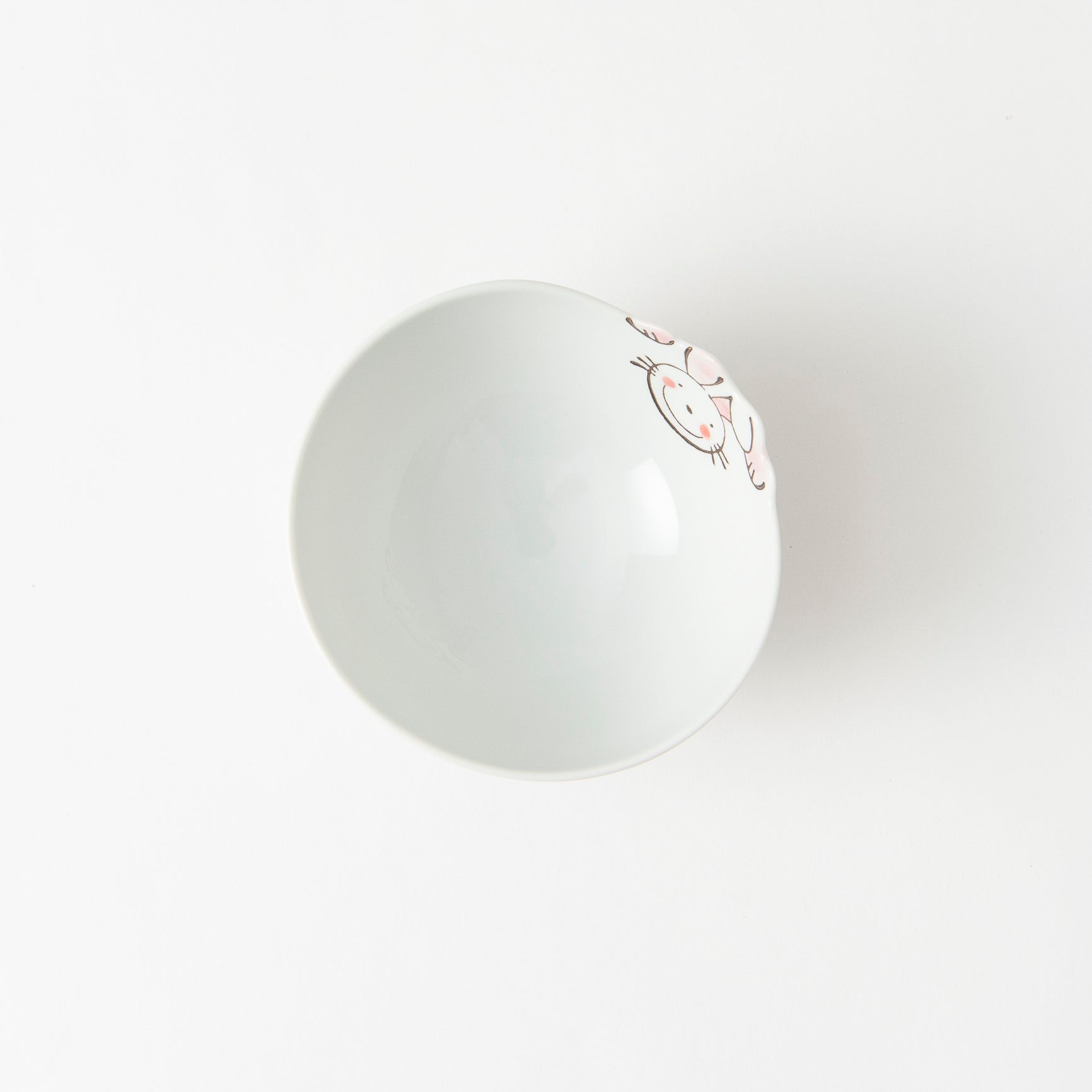 Rim-Peeking Animals Designed Japanese Rice Bowl