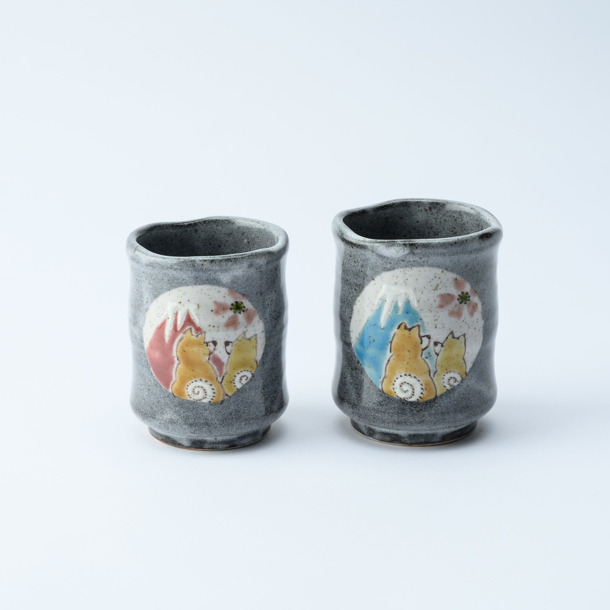 Shiba Inu in Sunny Spot Yunomi Japanese Teacup Pair