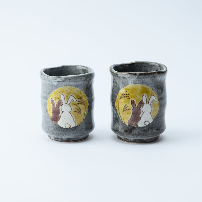 Yunomi Rabbit Rabbits in Sunny Spot Yunomi Japanese Teacup Pair