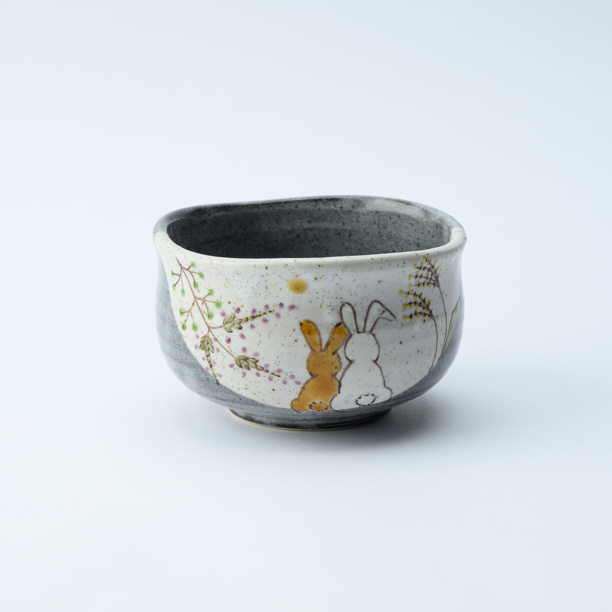 Japanese Rabbit Bowl Kutani Ware Rabbits in Sunny Spot Matcha Bowl (Chawan) – Japanese ...