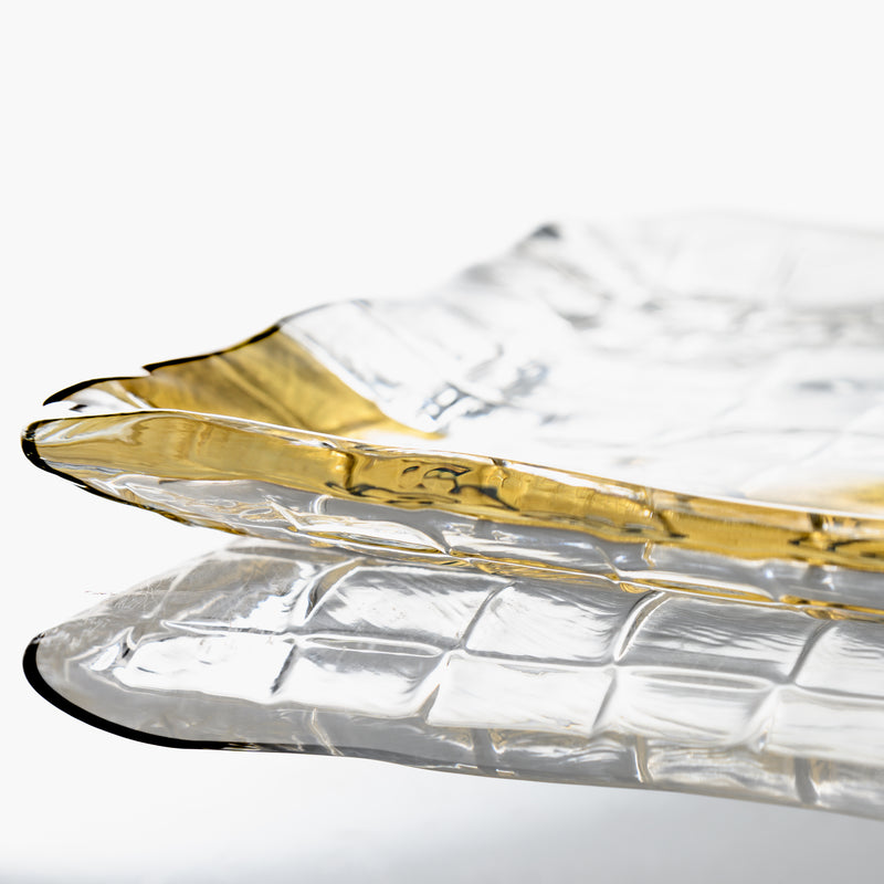Yoshita Kasho Water Stream Maki-e Glass Rectangle Plate